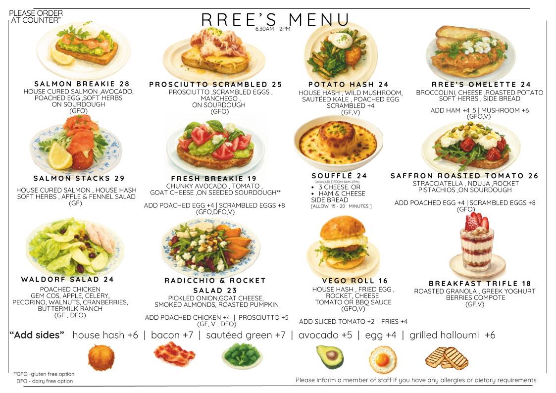 RREE’s cafe Balmain меню