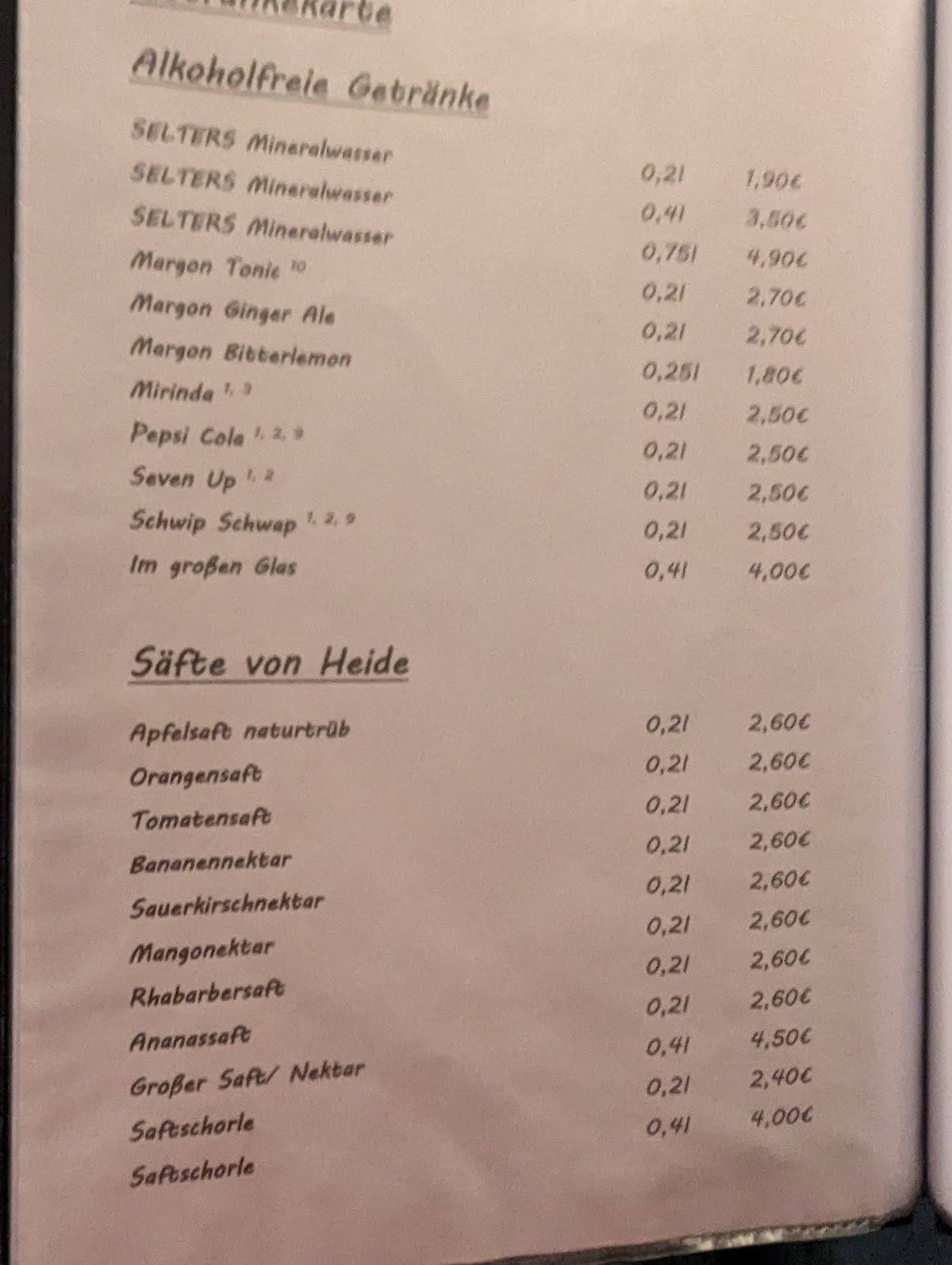 Gaststätte Sportheim меню