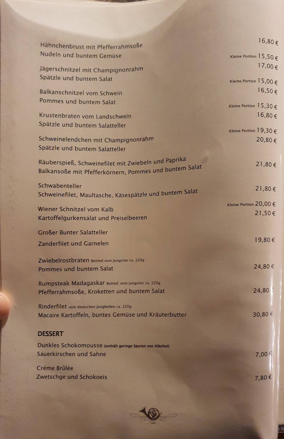 Zur Post меню