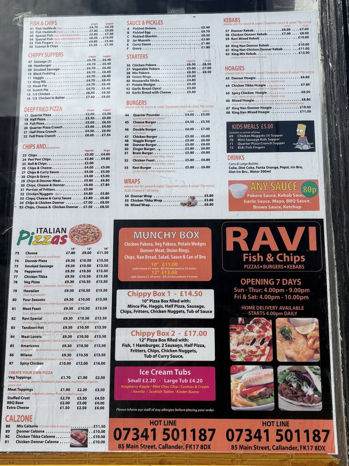 Ravi Fish & Chips Pizza Kebab меню