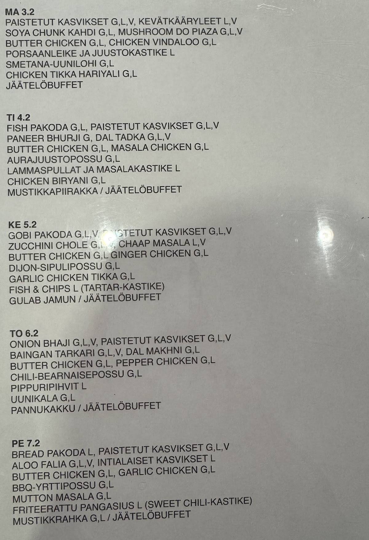 Ravintola Amar Mankkaa меню