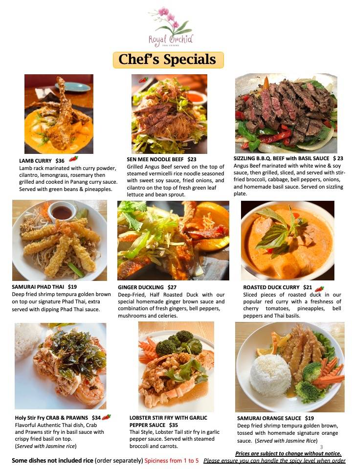 Royal Orchid Thai Cuisine меню