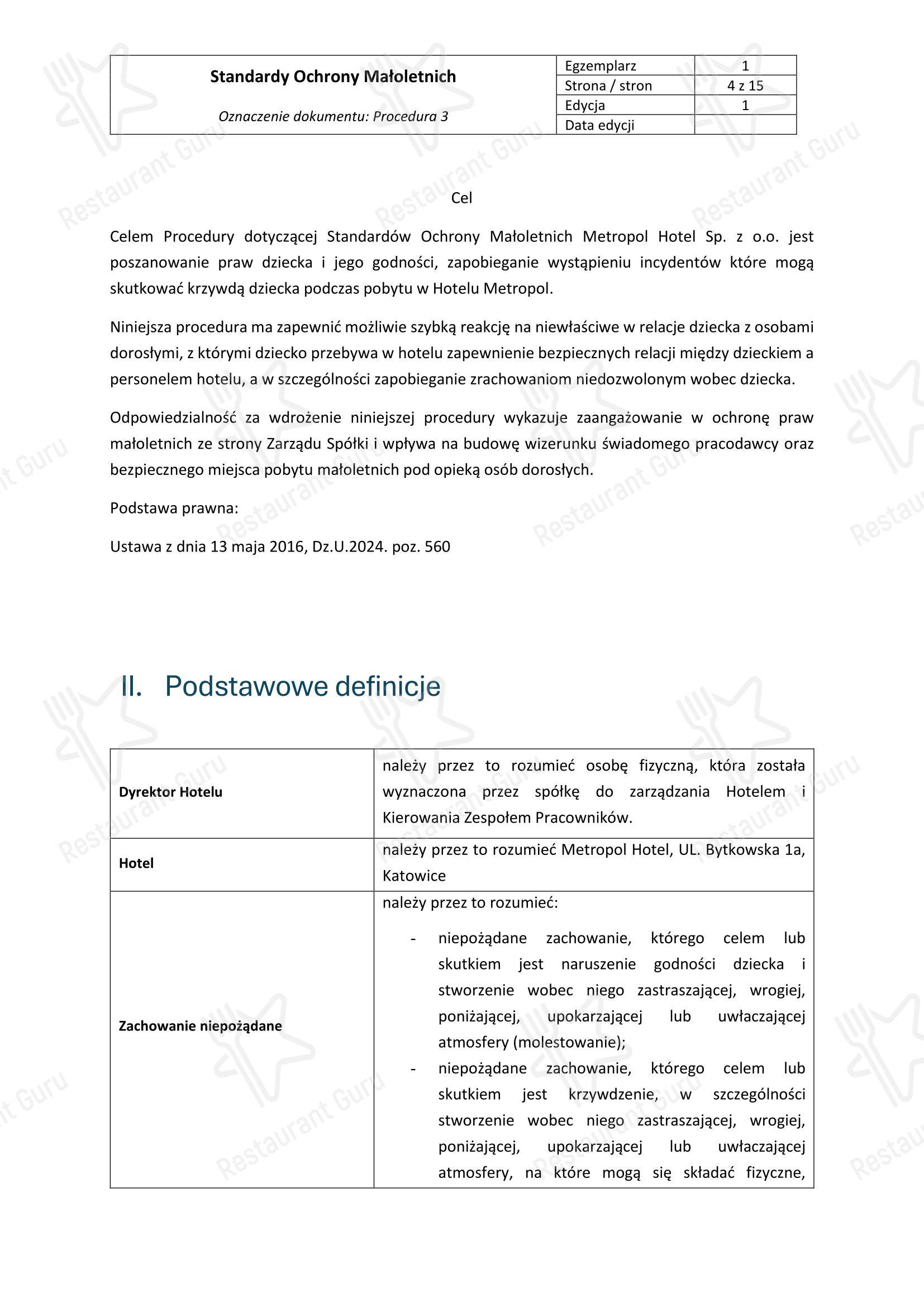Restauracja Metropolis в Катовице - Меню напитков