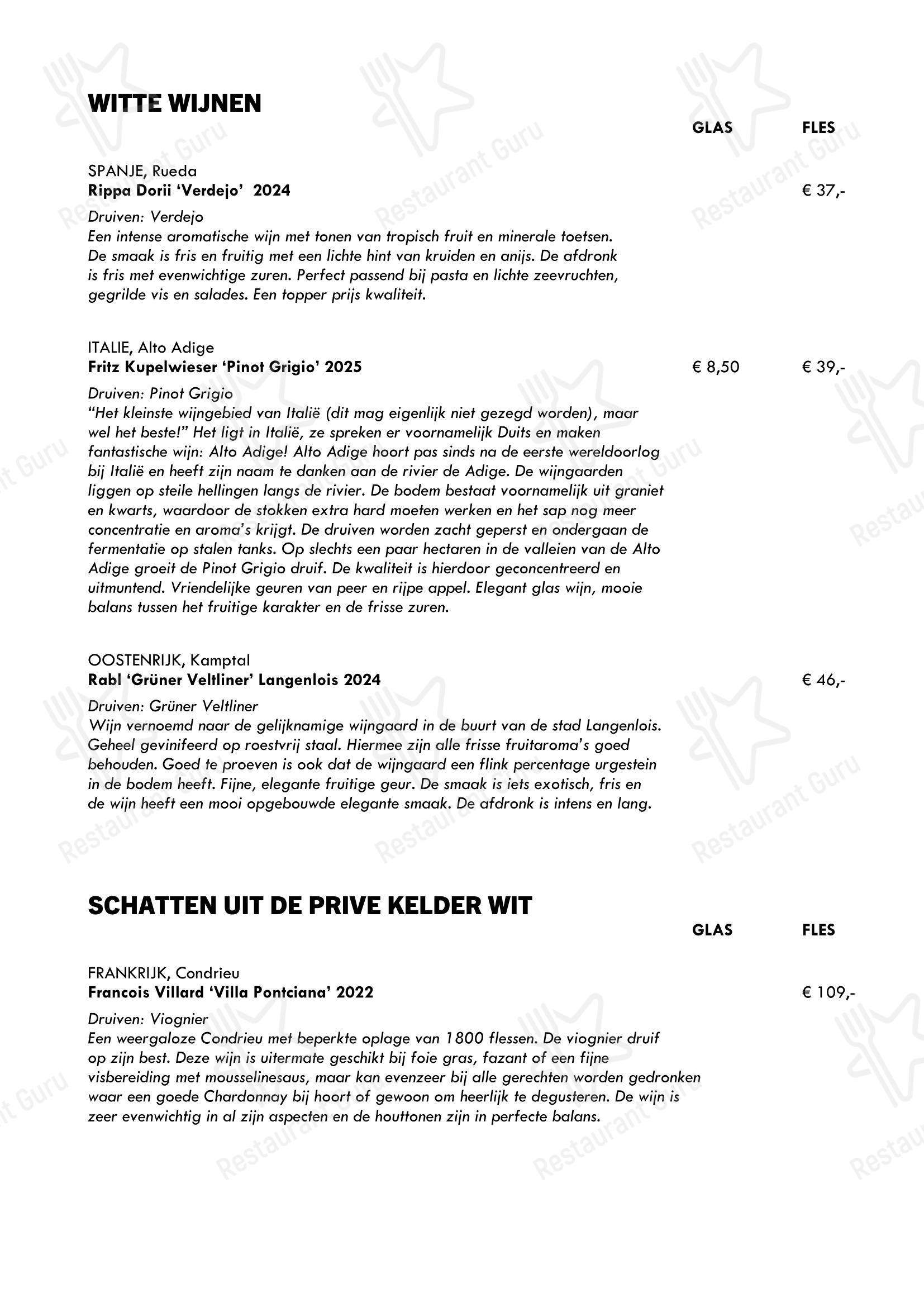 Restaurant Antoine в Рансте - Меню