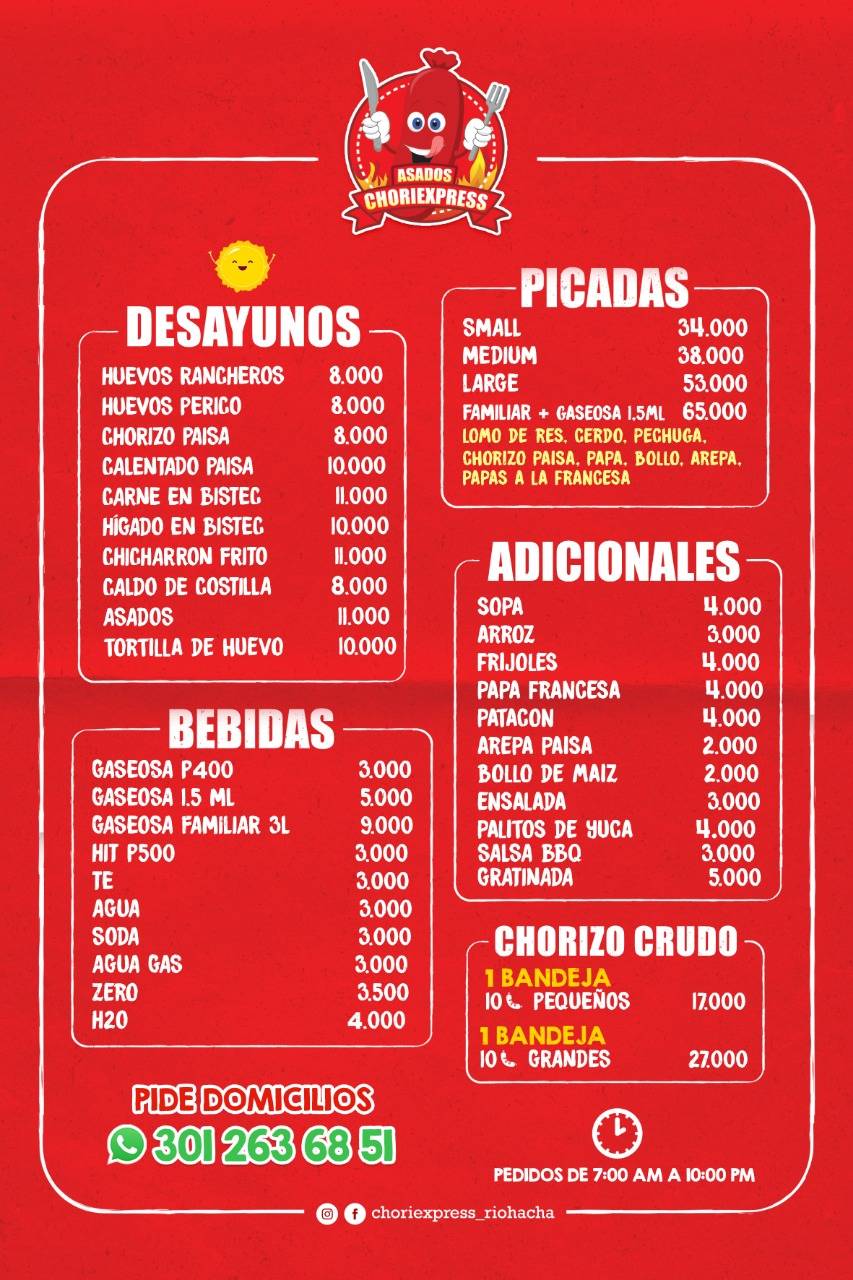 Asados Choriexpress меню