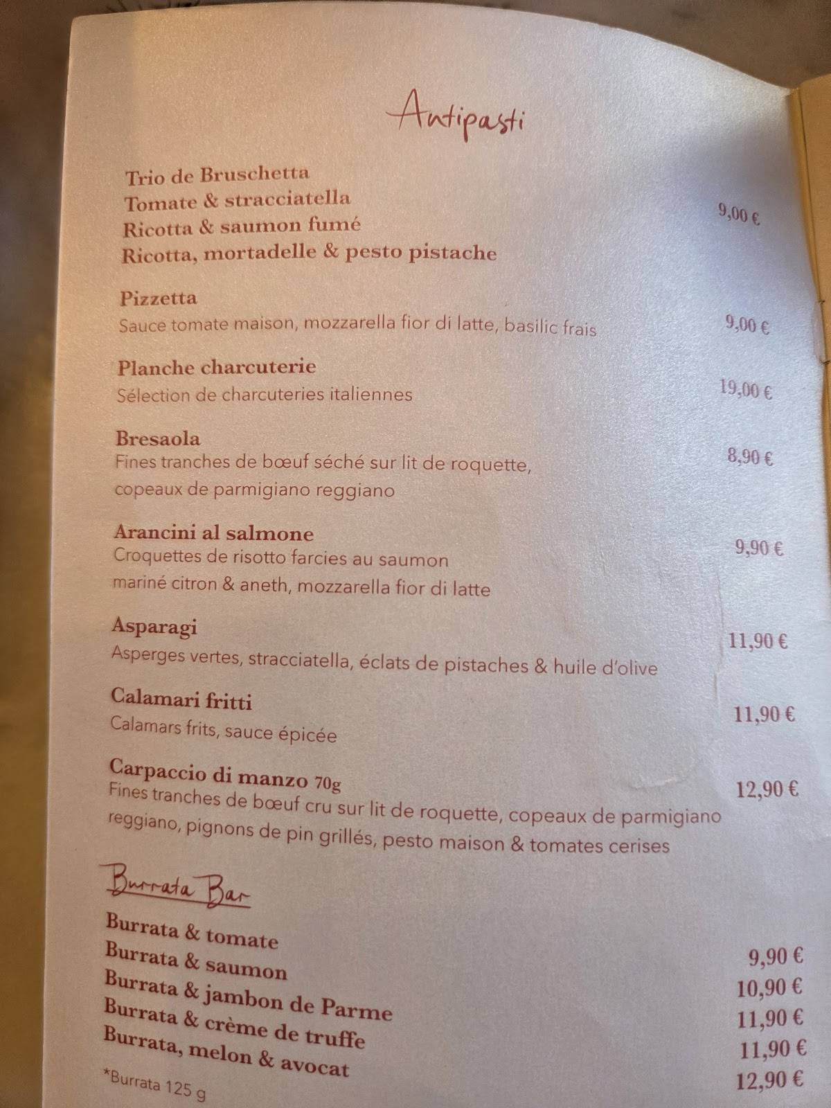 Bambini меню