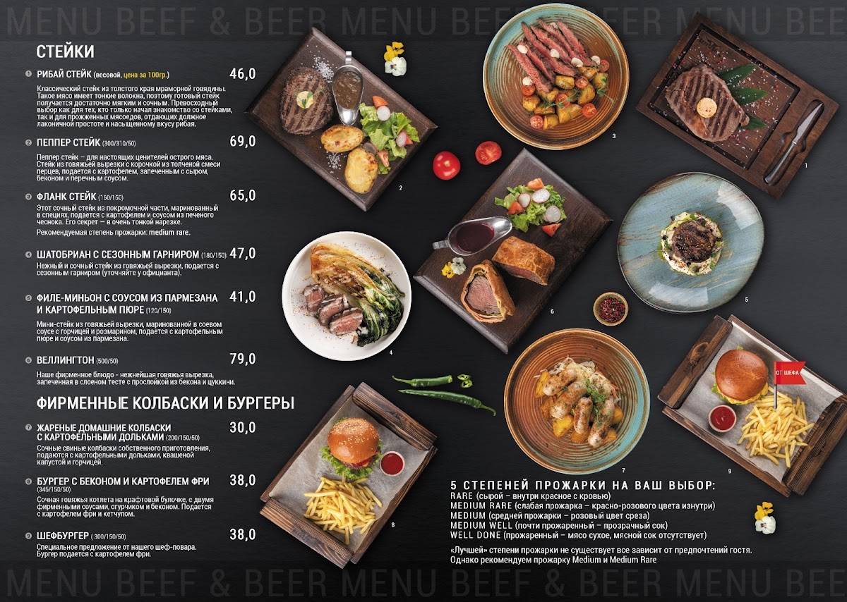 "Beef&Beer" меню