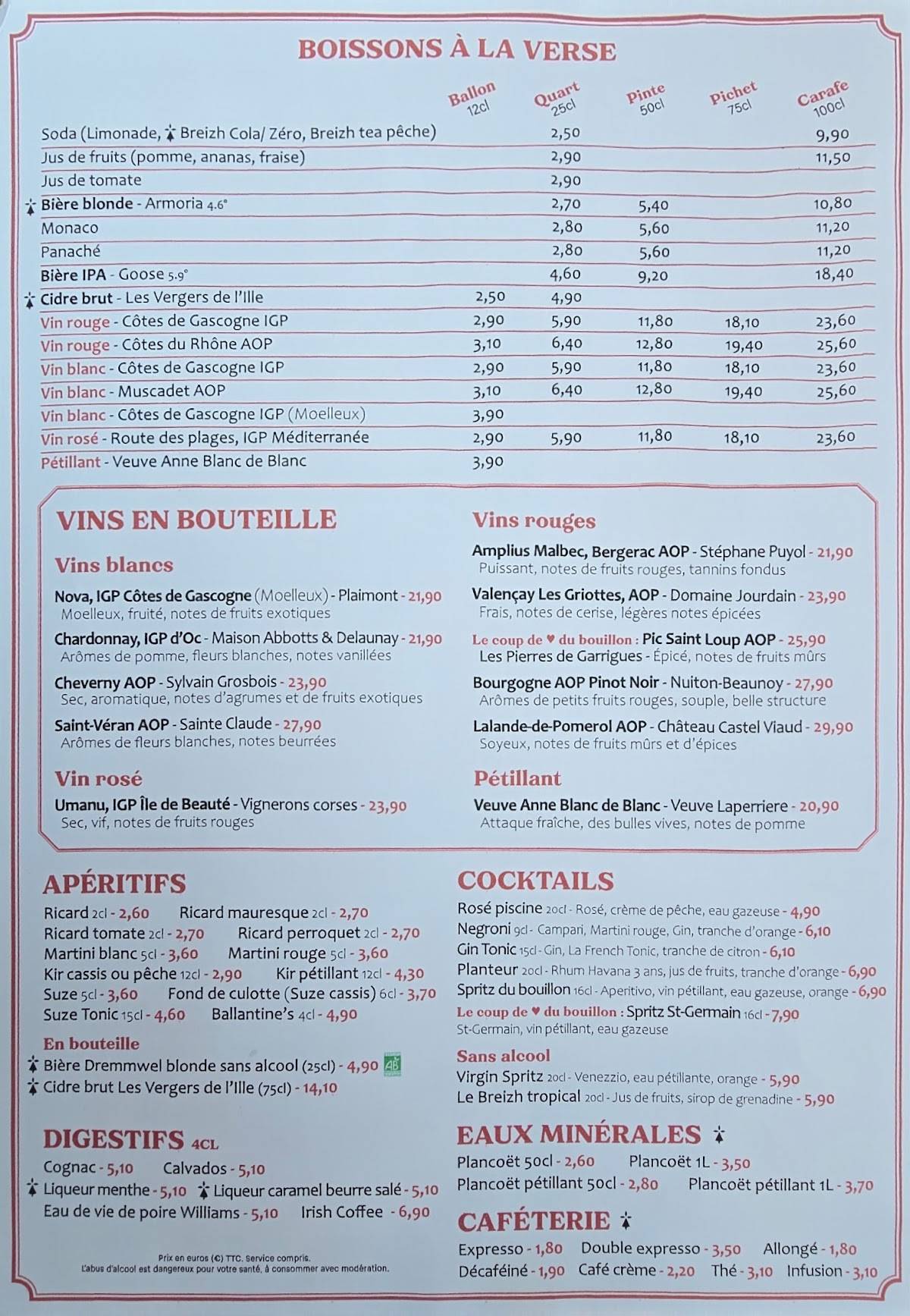 Bouillon Liberté меню
