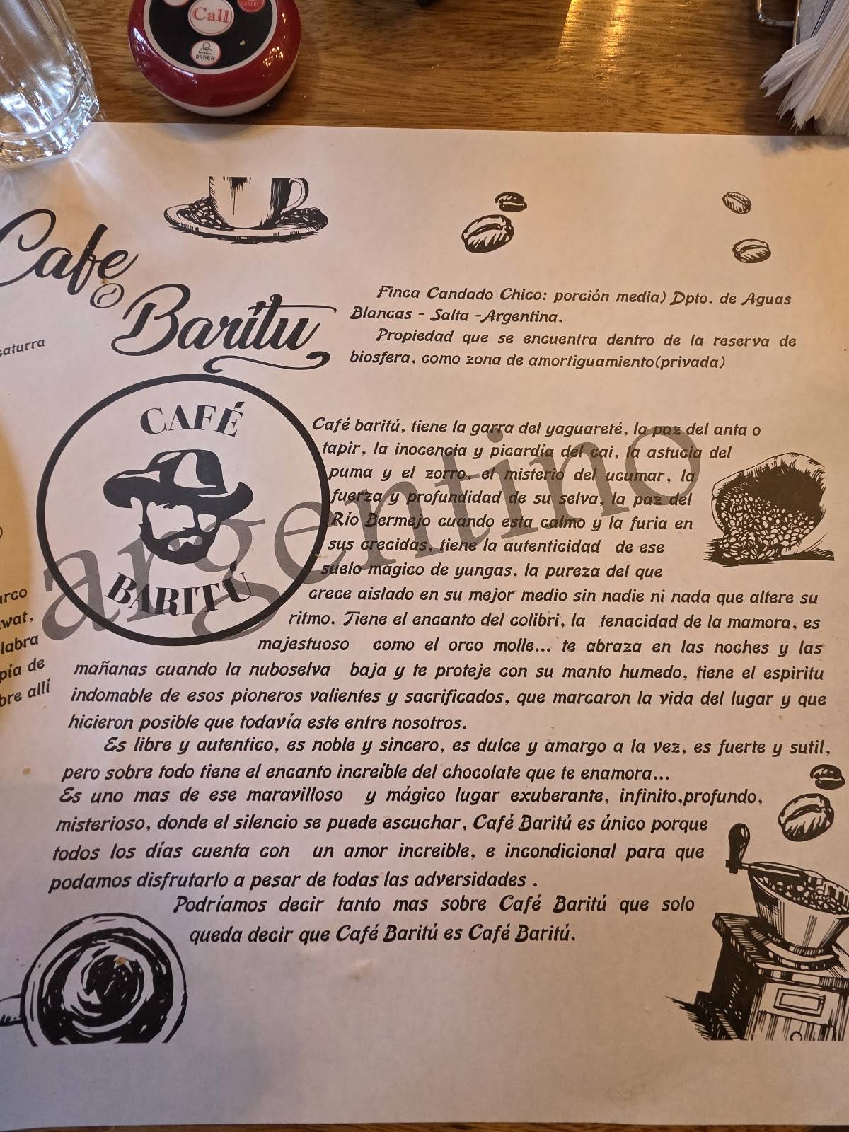 CAFÉ BARITÚ меню