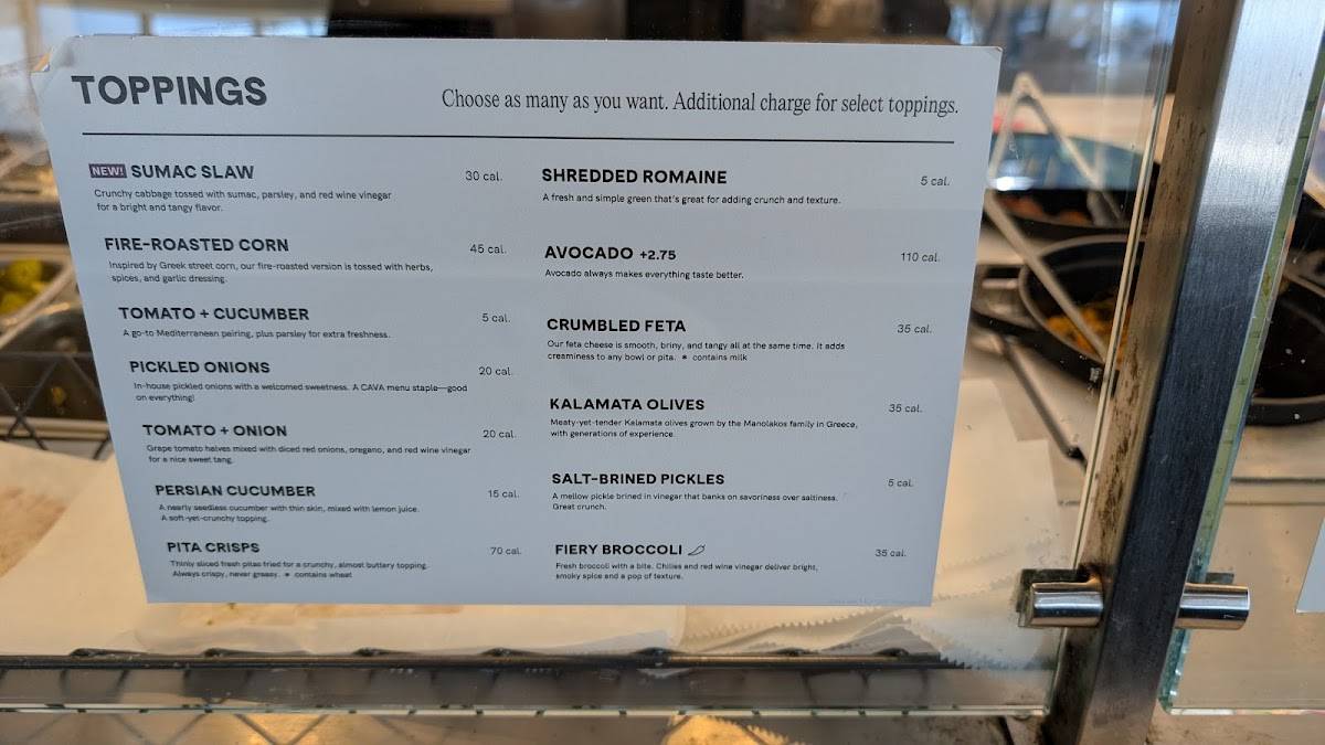CAVA меню