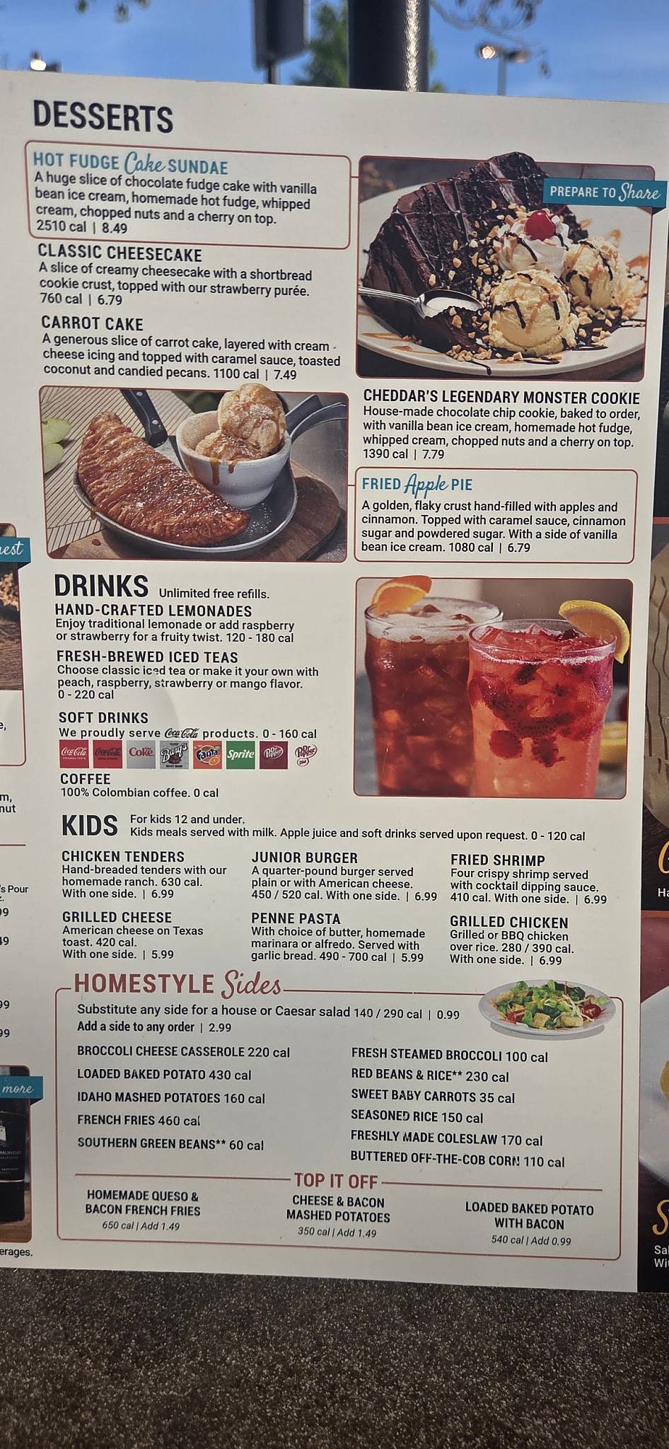 Cheddar's Scratch Kitchen меню