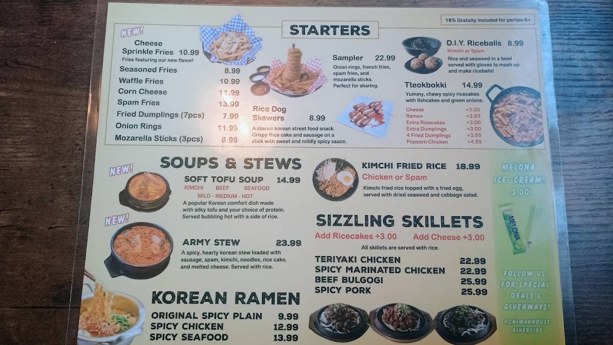 Chimak House Riverside - Korean Fried Chicken & Soul Food меню