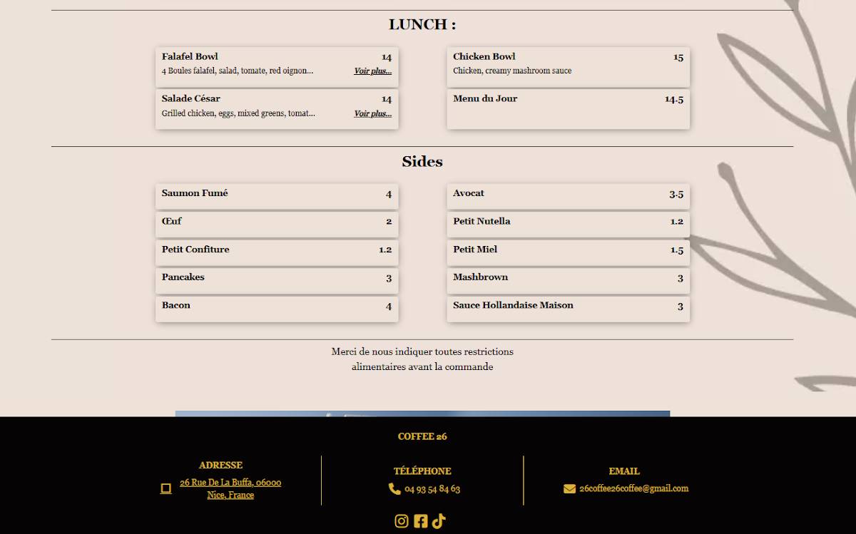 Coffee26 (Brunch & Breakfast) меню