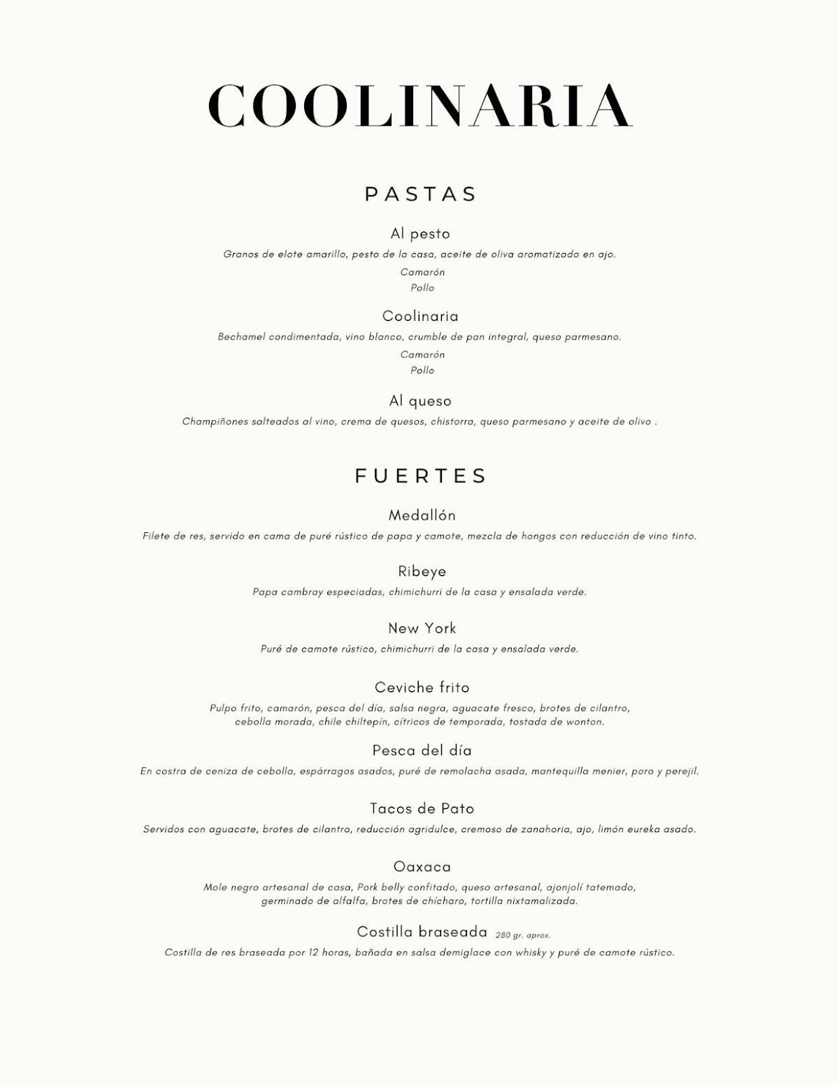 Coolinaria - Bistro con Alma меню