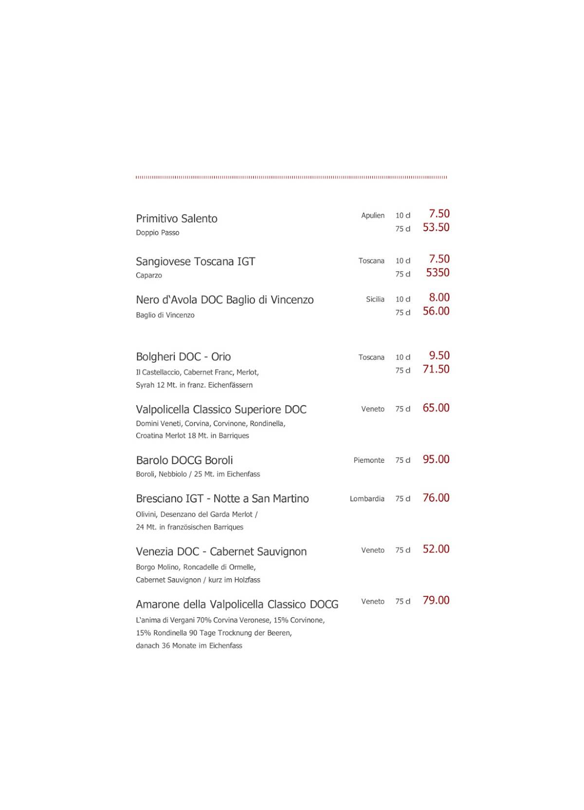 Cucina Niederdorf меню
