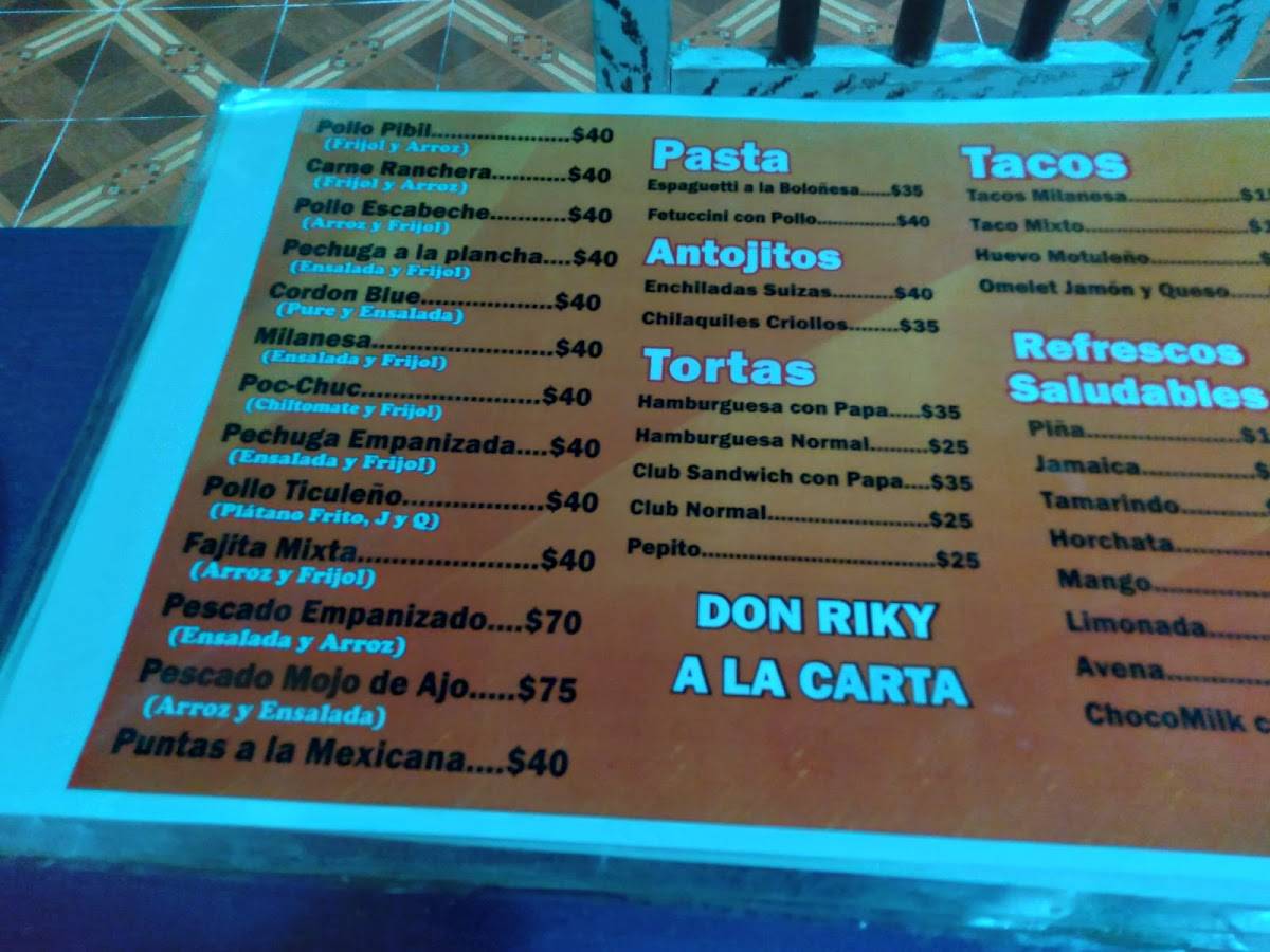 DON RICKY ALA CARTA меню