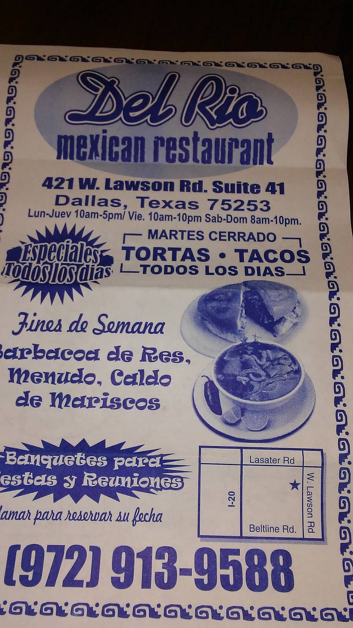 Del Rio Mexican Restaurant меню