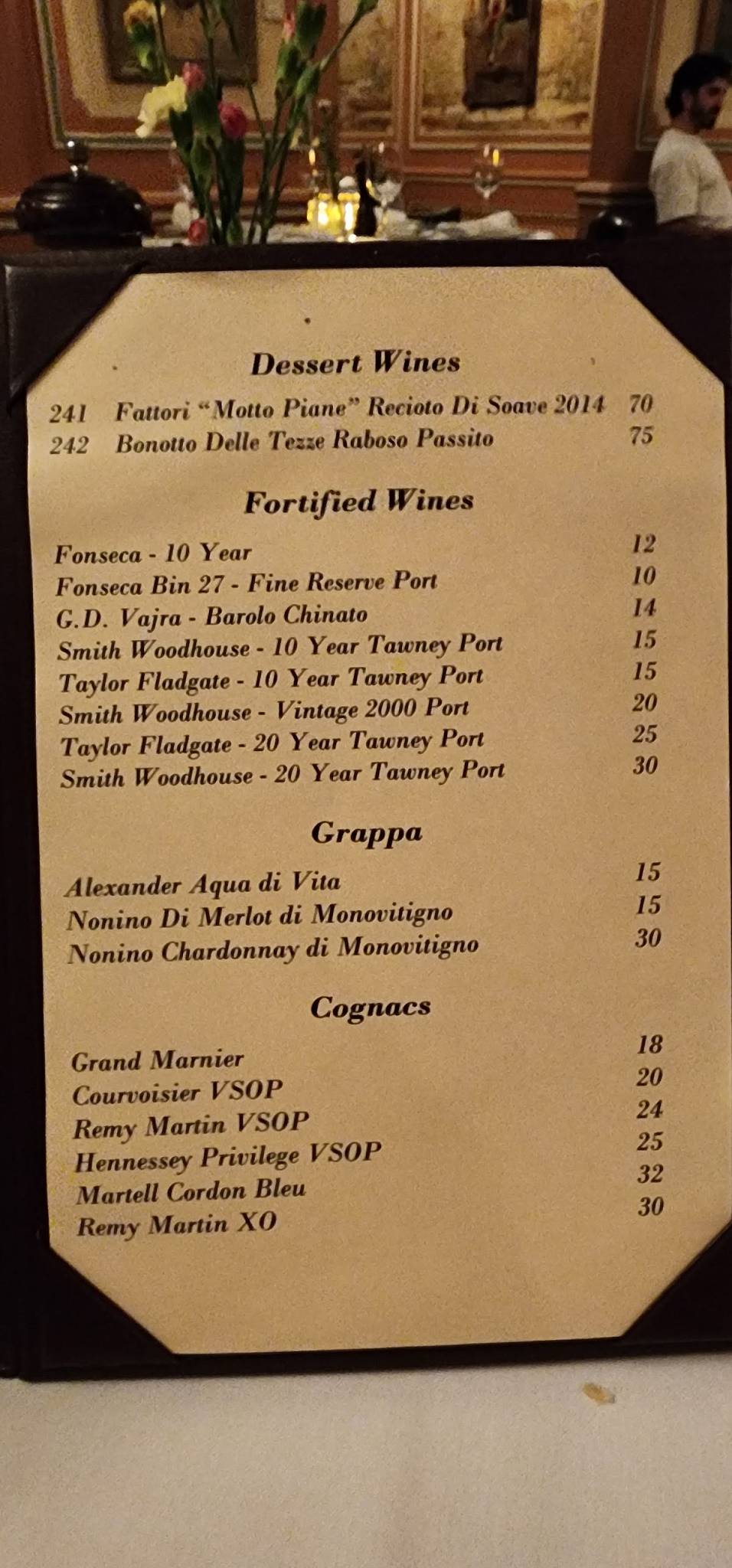 Dominic's меню