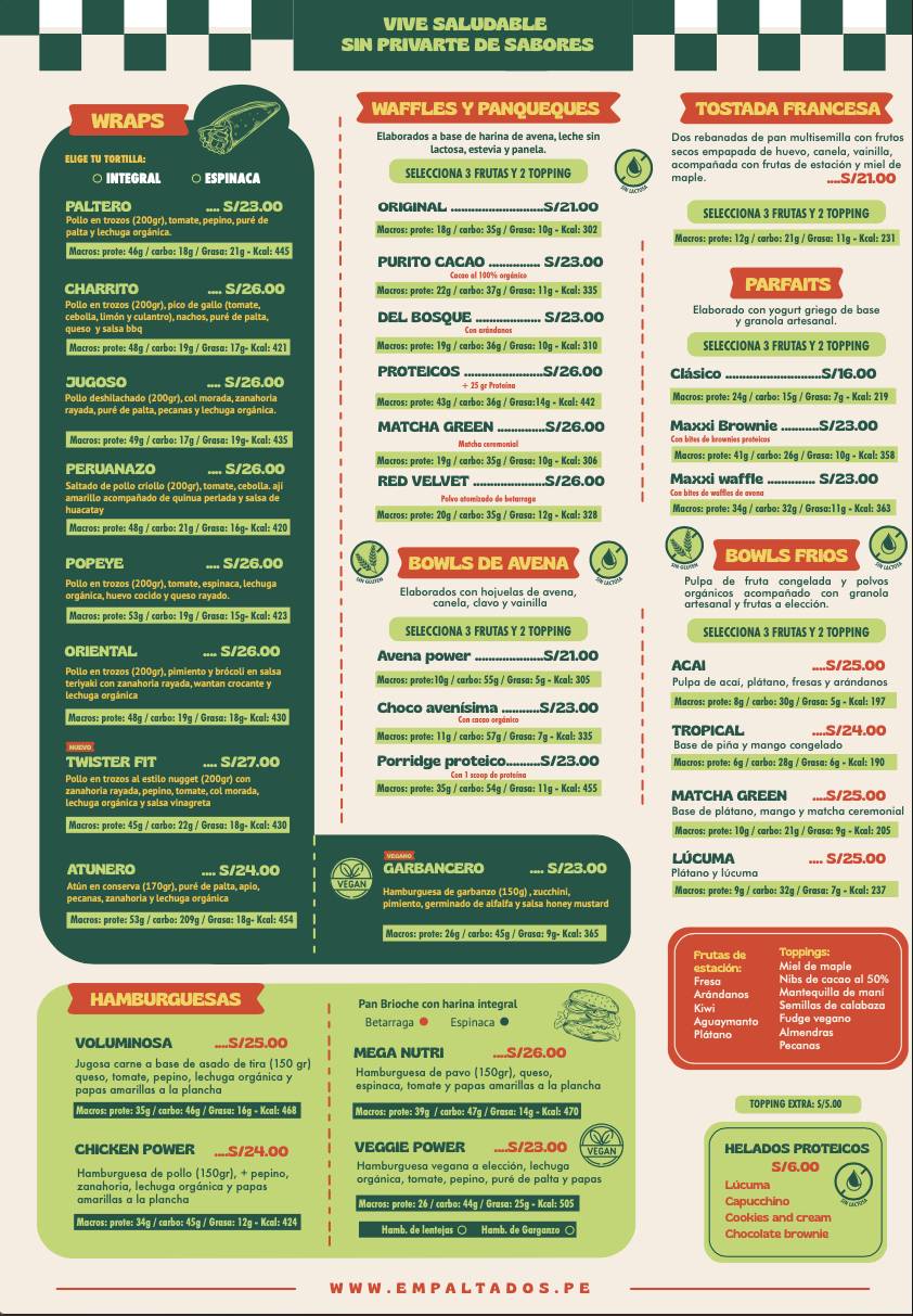 EMPALTADOS - BAR SALUDABLE меню