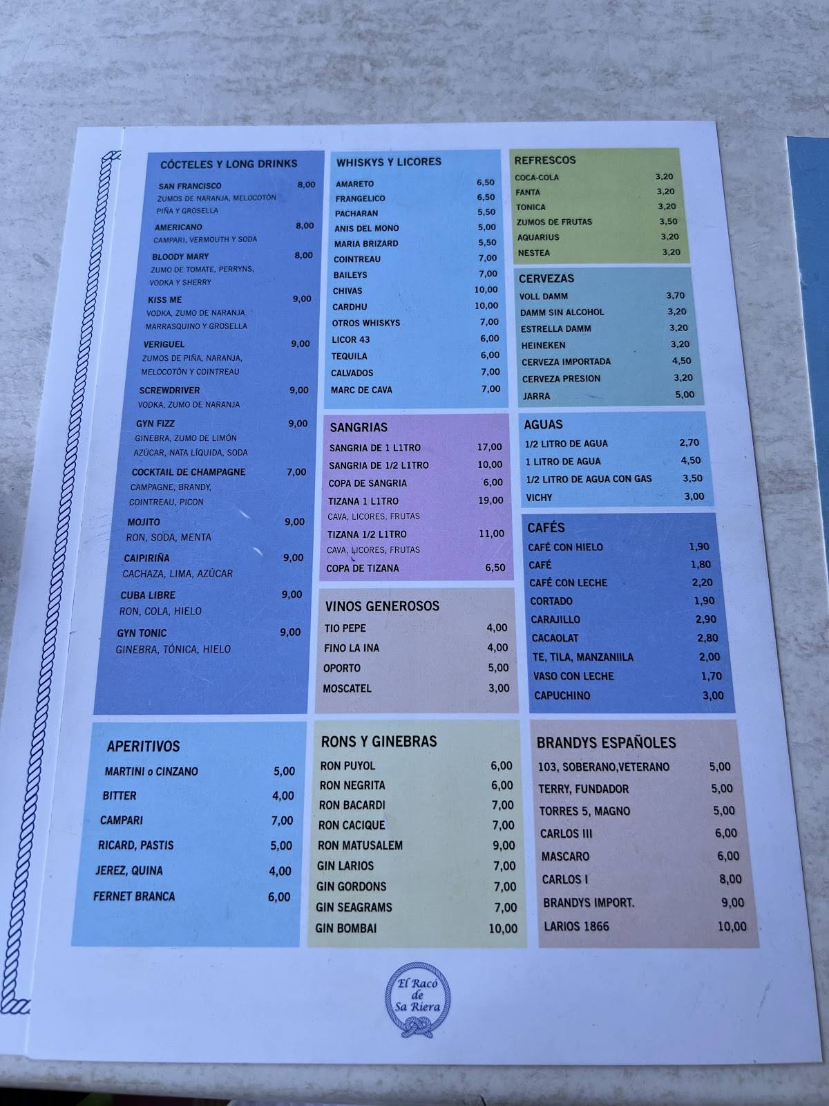El Racó de Sa Riera меню