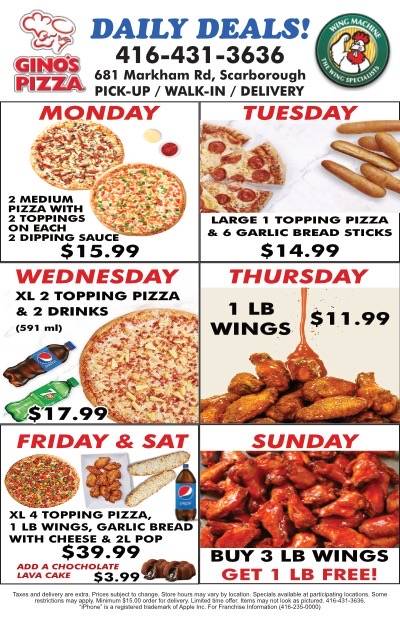 Gino's Pizza & Wing Machine меню