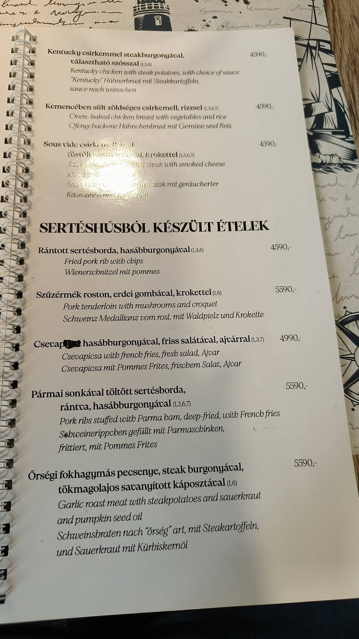 Gőzmalom Ristorante, Panzió & Pizzéria меню