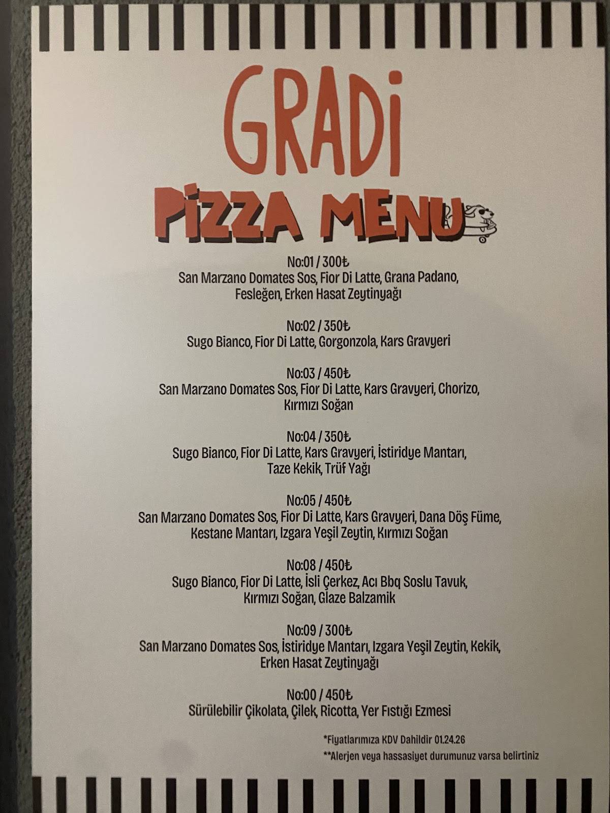 Gradi Kurtuluş меню