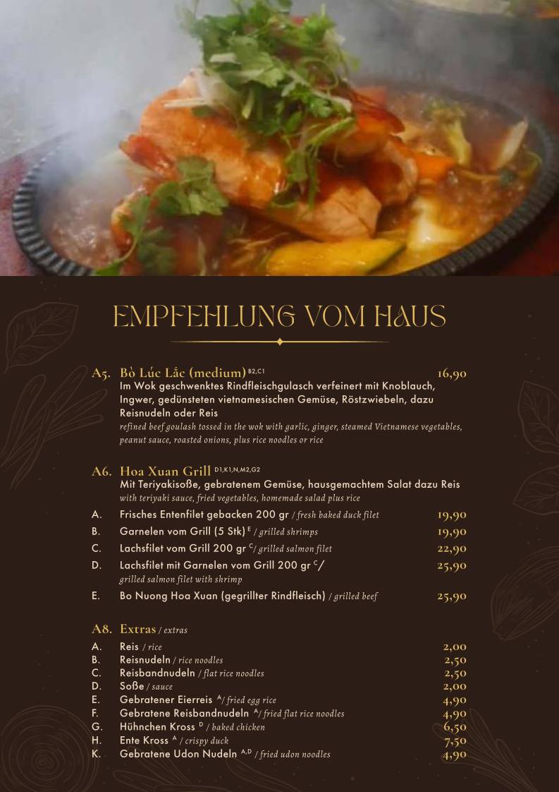 Hoa Xuan Restaurant меню