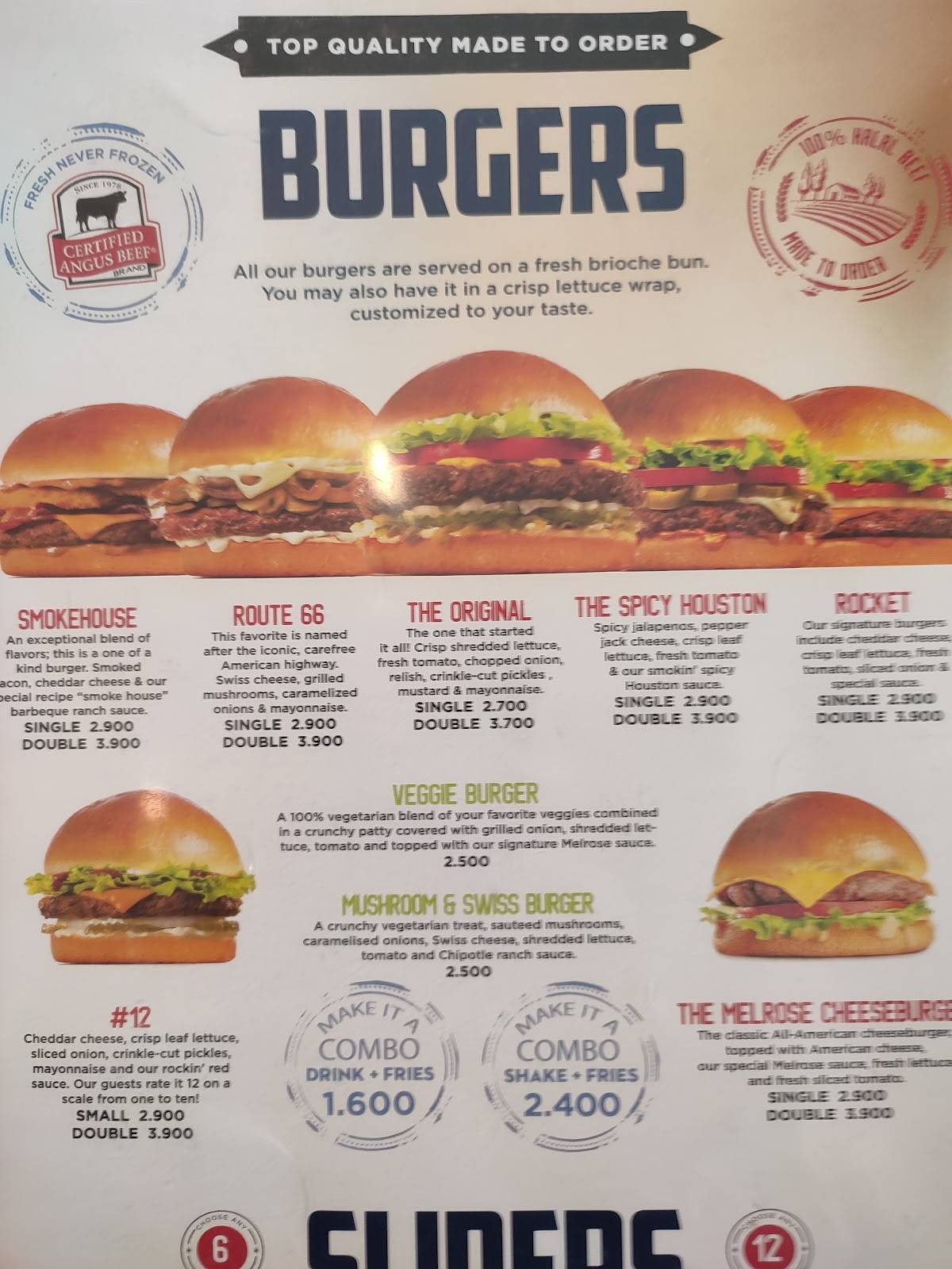 Johnny Rockets MQ меню