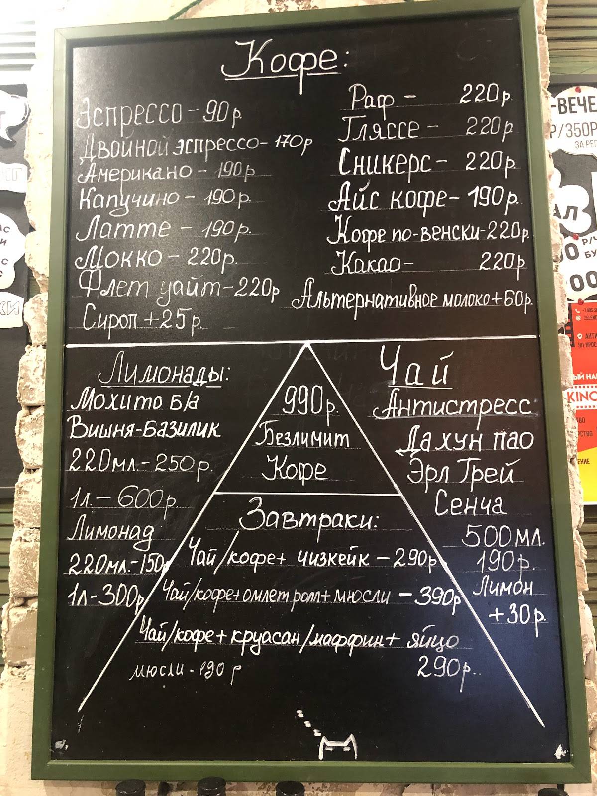 Кофейня Кофе вднх меню