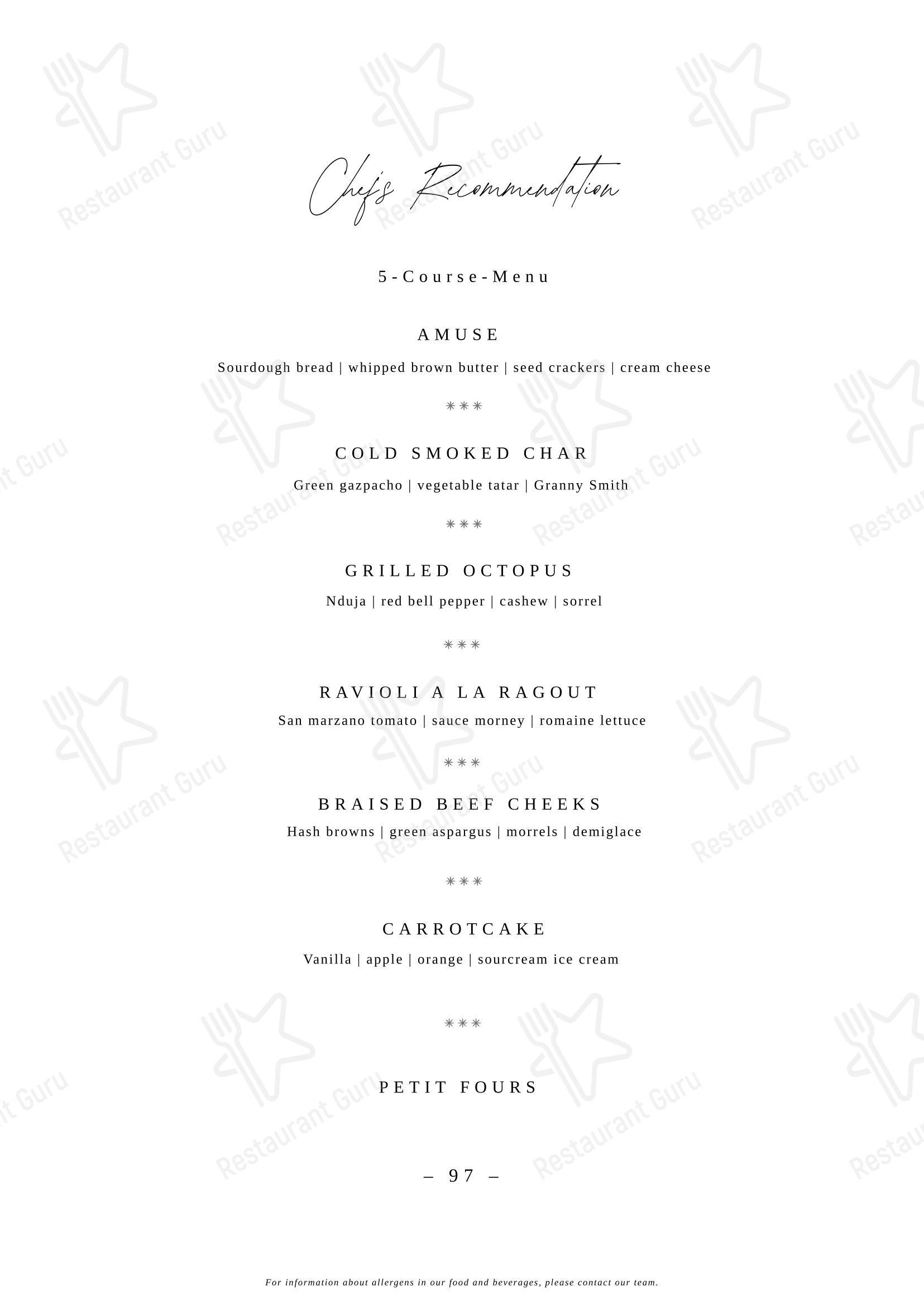 Restaurant LUCE в Лейпциге - Меню