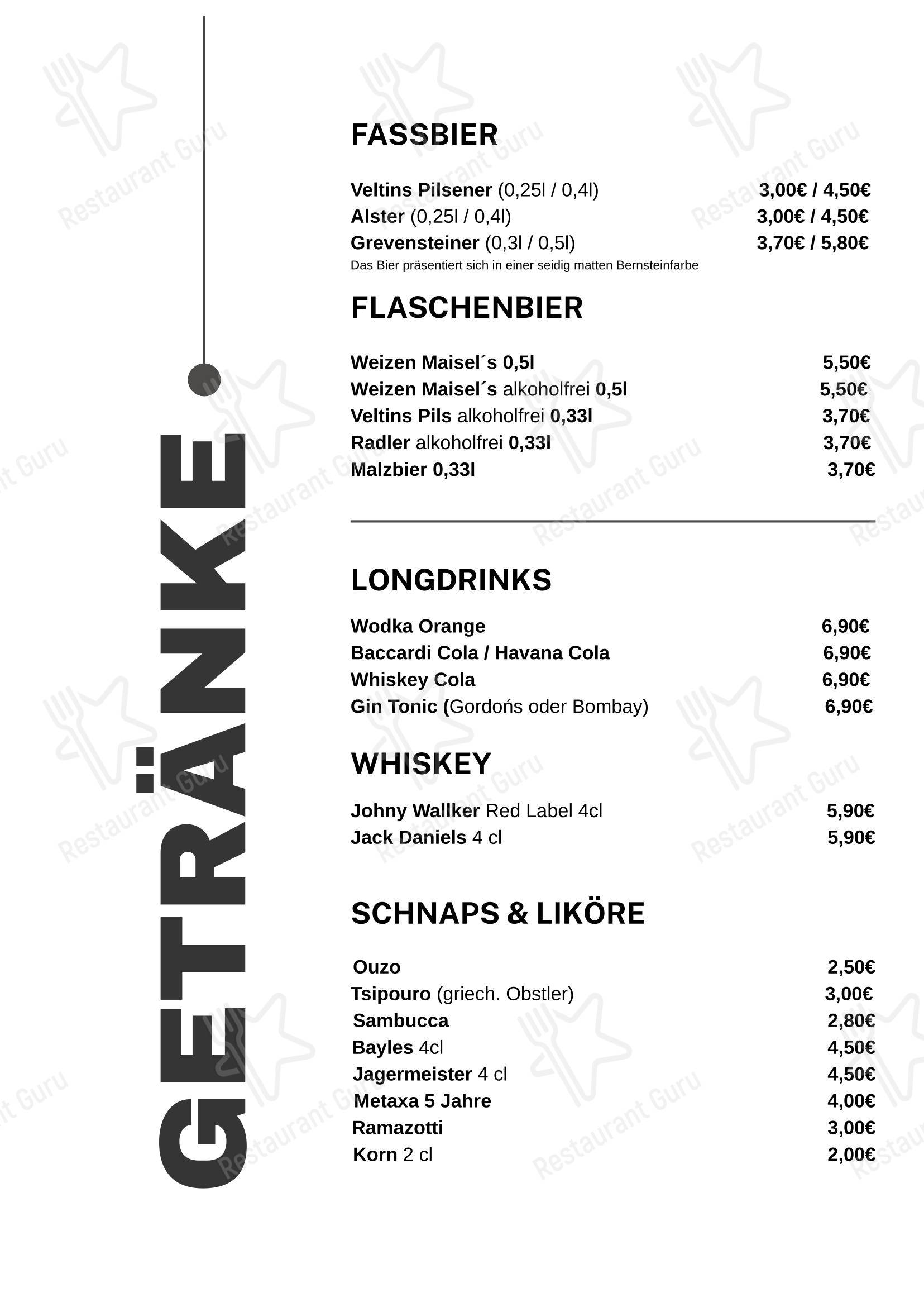 Restaurant Mera в Ринтельне - Меню