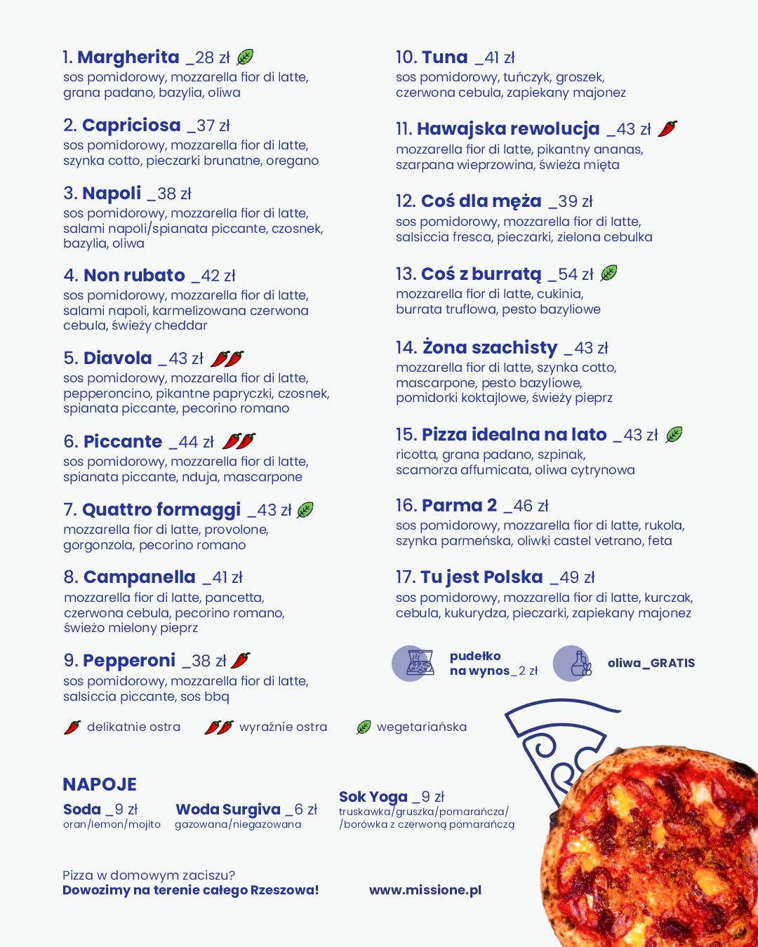 Missione Pizza Rzeszów Brydaka меню