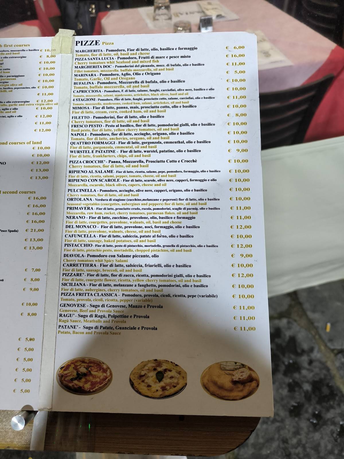 PASTARÉ меню