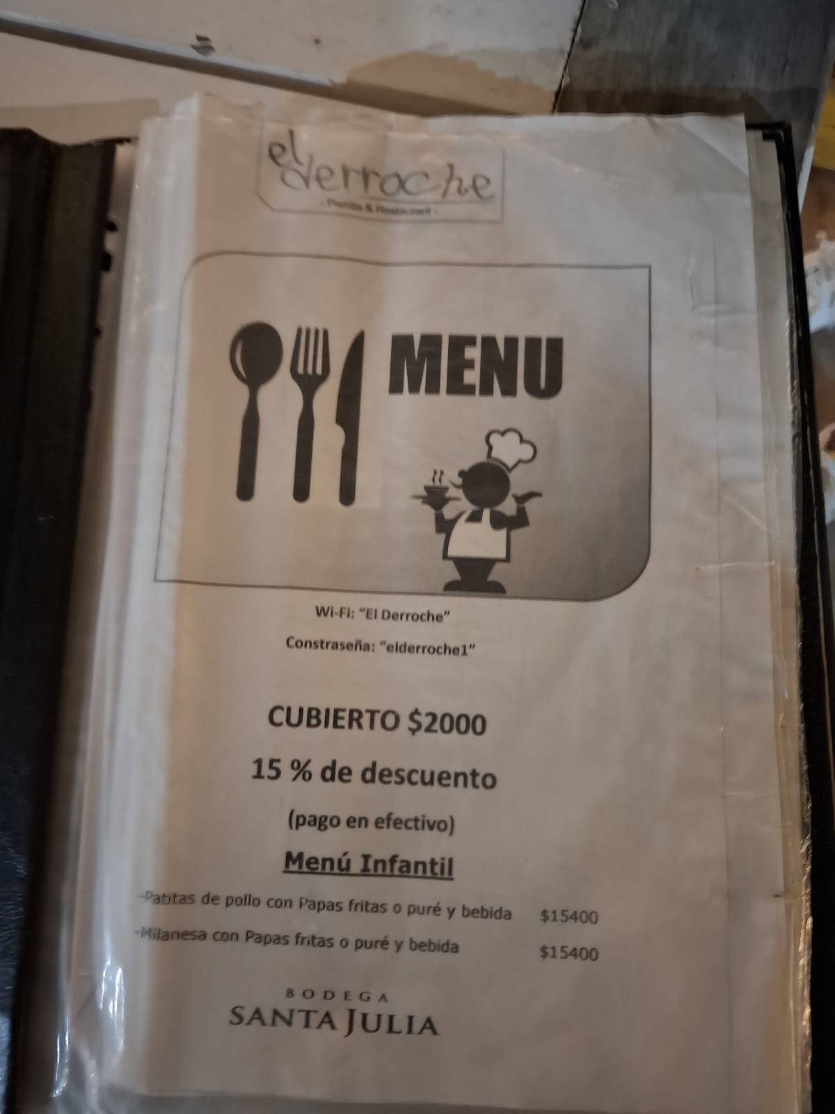 Restaurant-Parrilla "El Derroche" меню