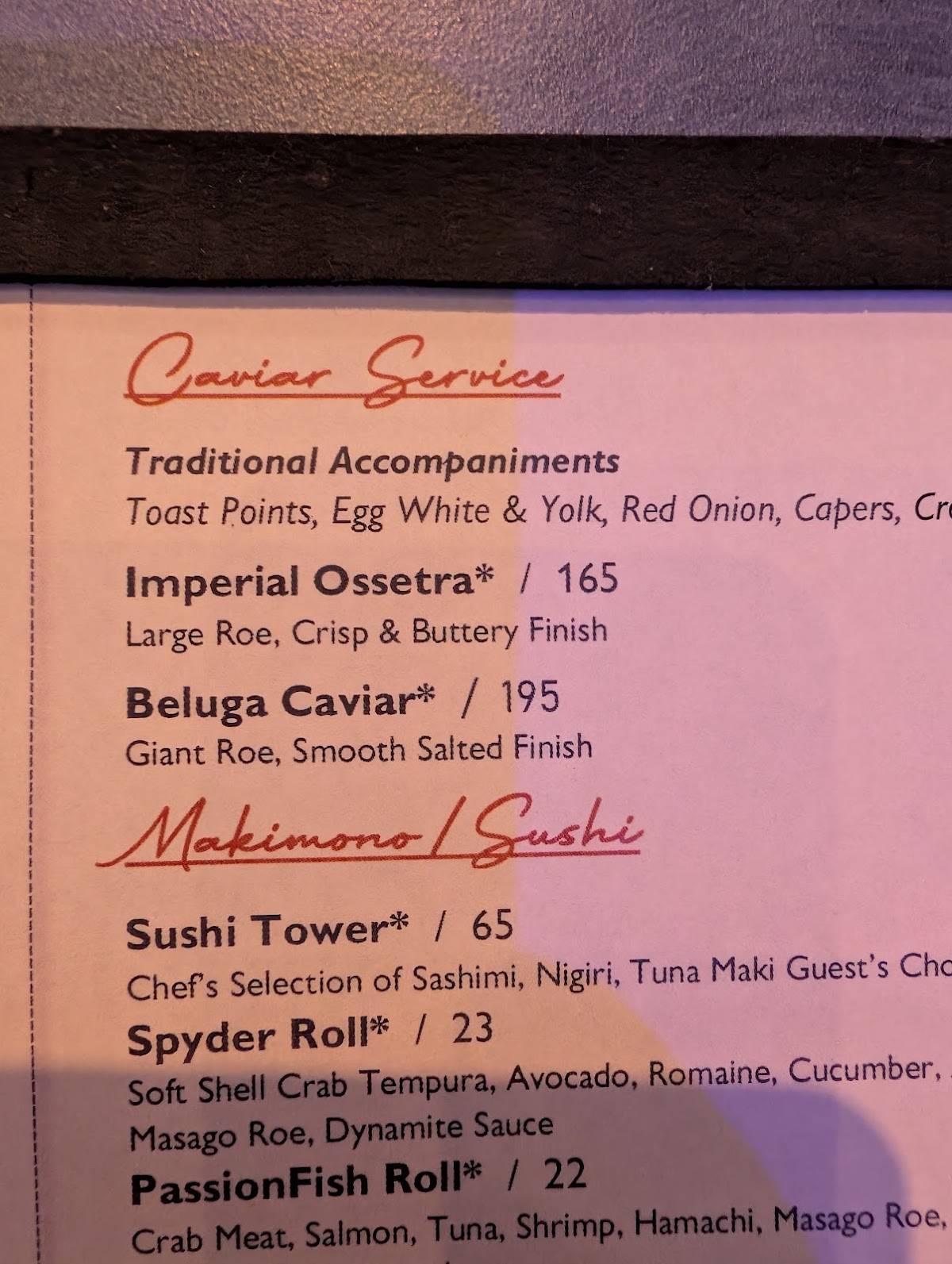PassionFish Reston меню