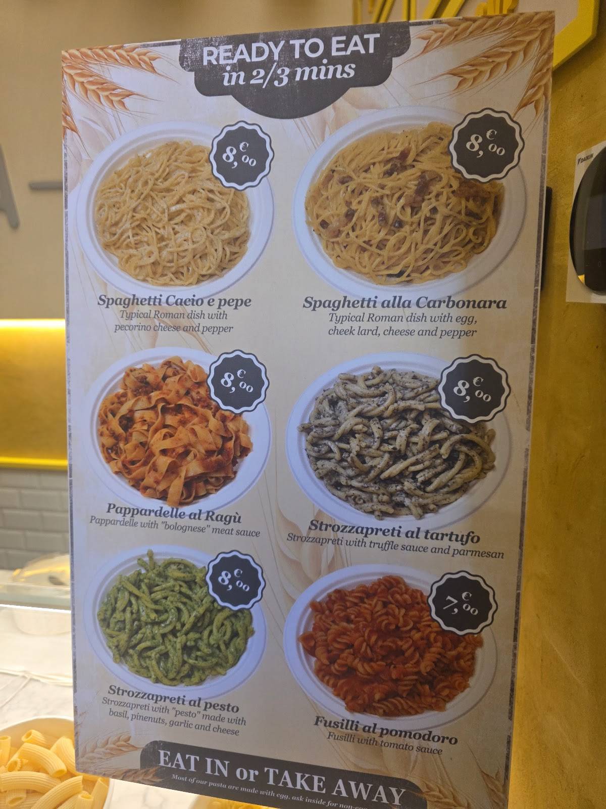 Pastasciutta меню