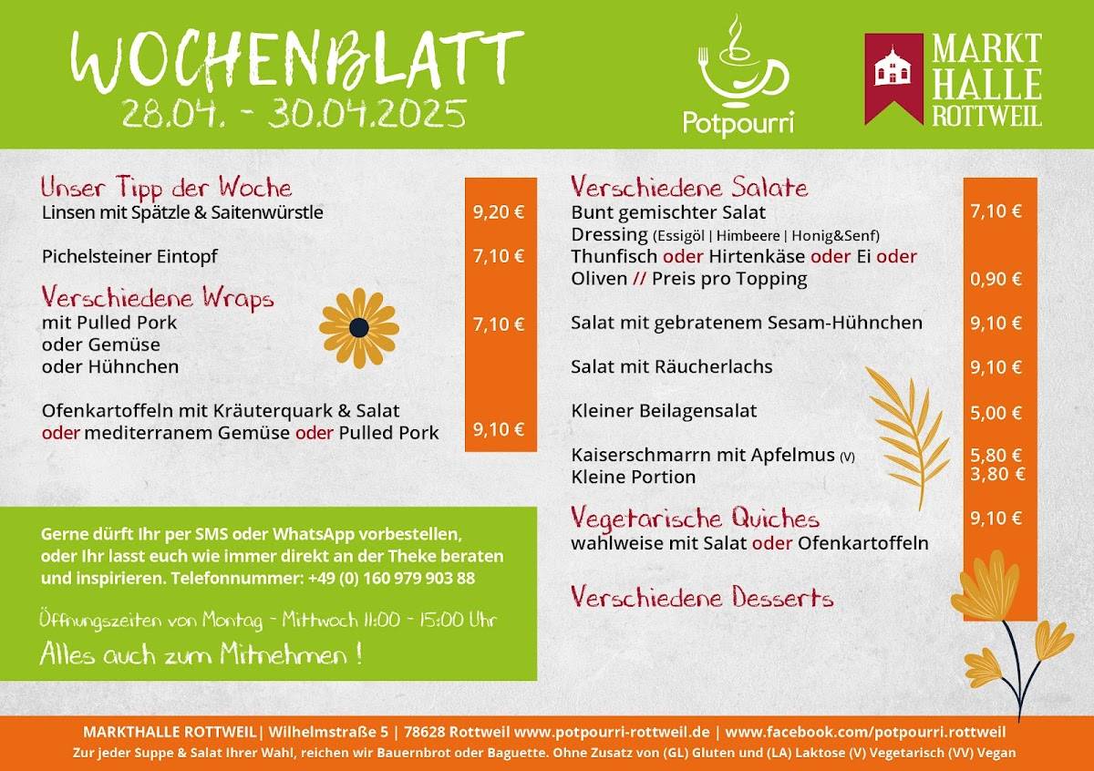 Potpourri Rottweil меню