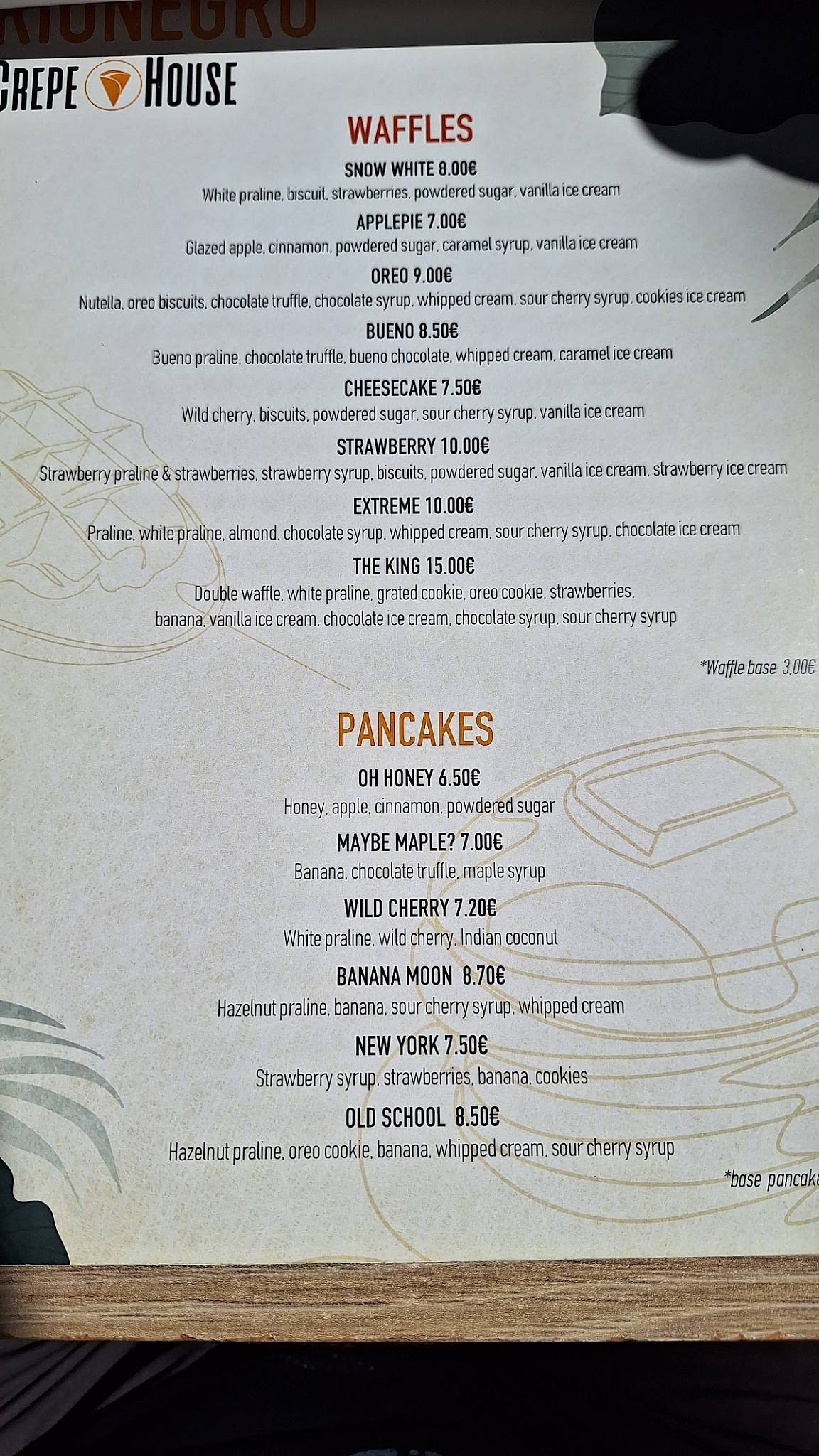 RIONEGRO CREPE HOUSE меню