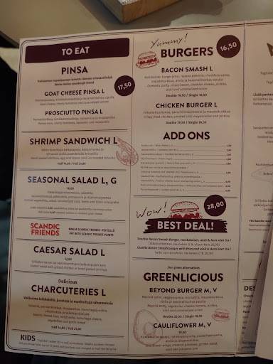 Ravintola Bord меню