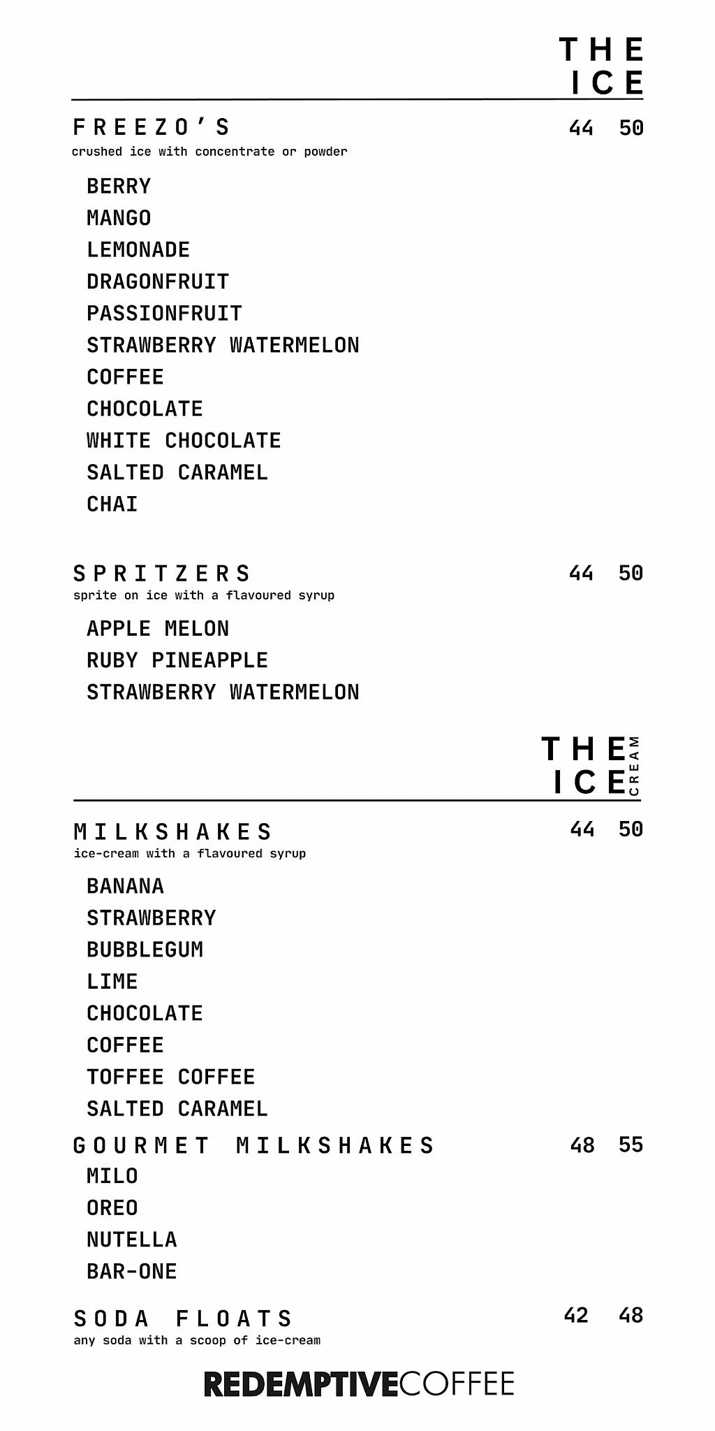 Redemptive Coffee меню