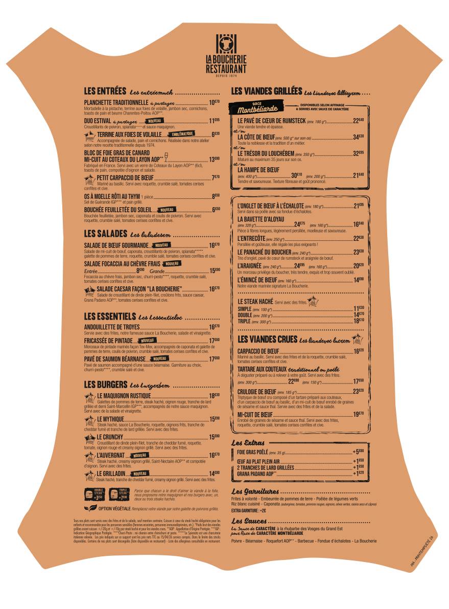 Restaurant La Boucherie меню