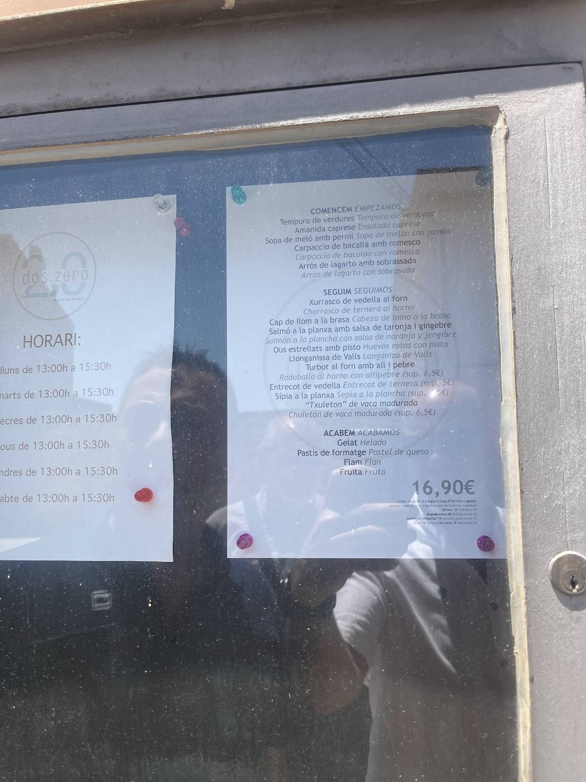 Restaurant dos.zero меню