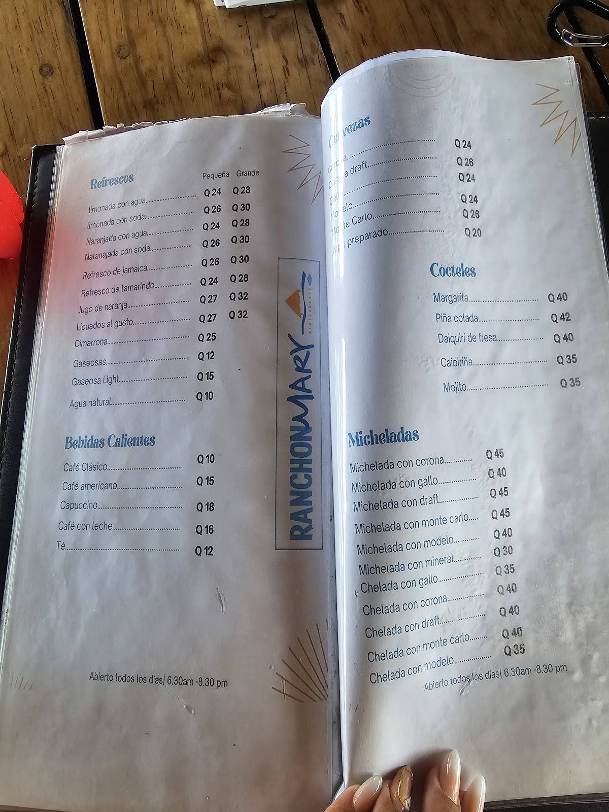 Restaurante Ranchon Mary меню