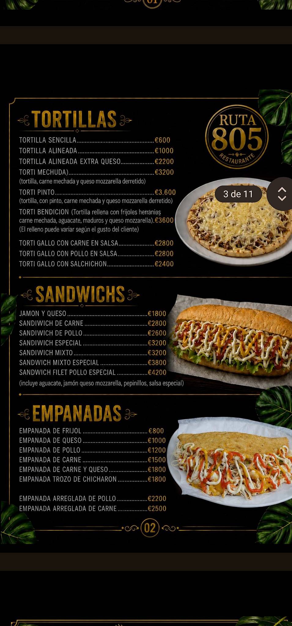 Restaurante Ruta 805 меню