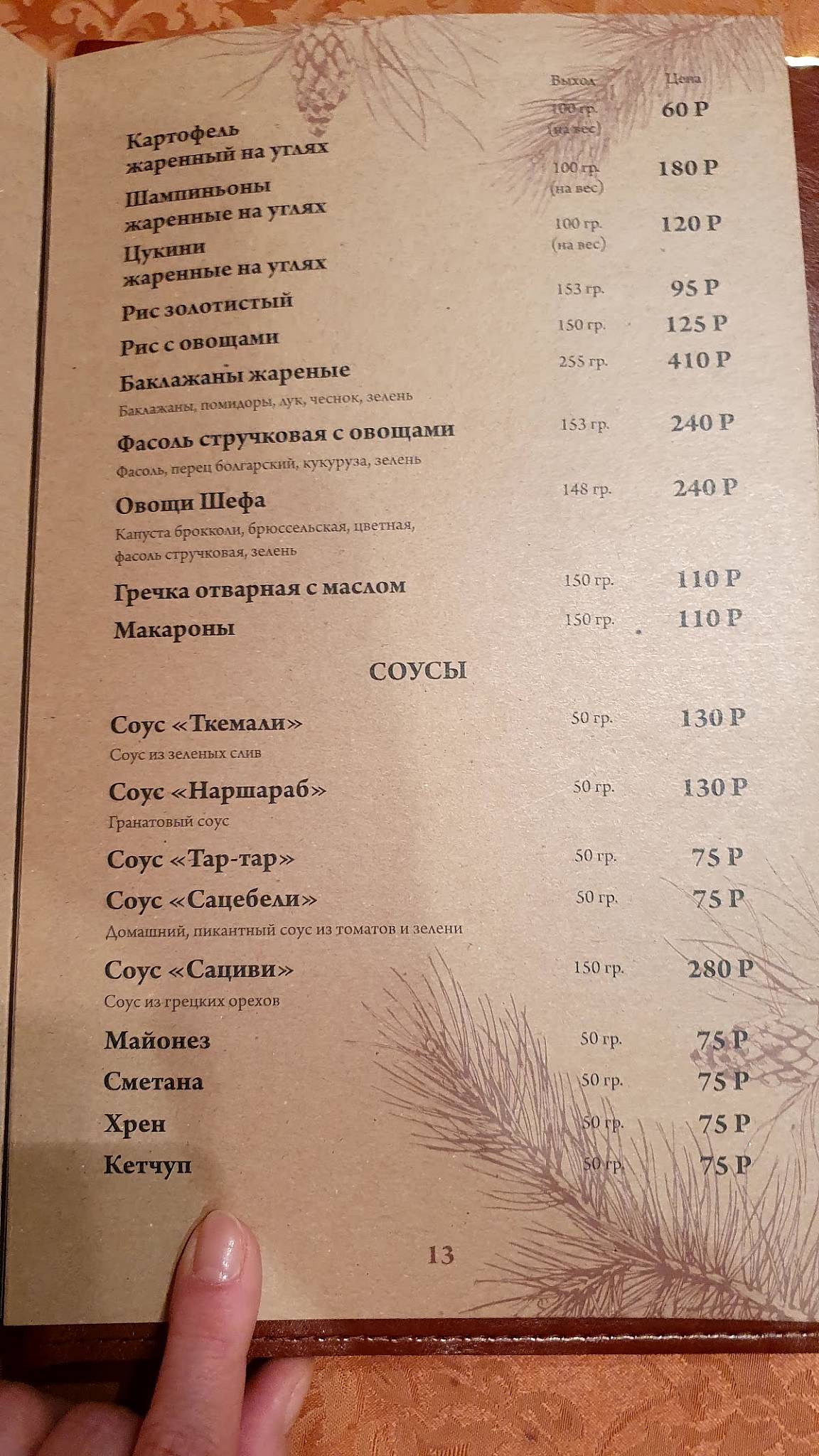 Кедр меню