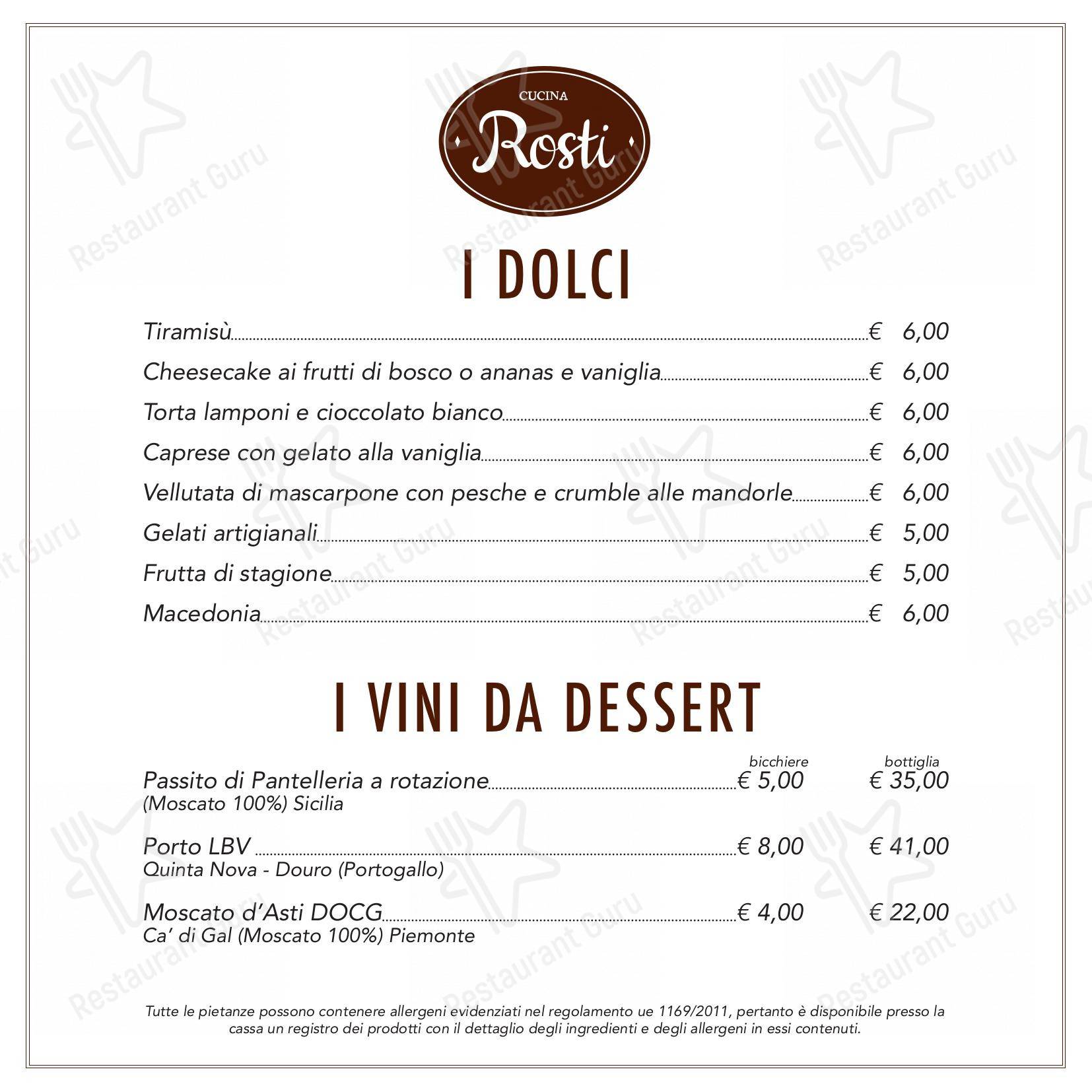 Rosti al Pigneto в Риме - Takeaway Menu