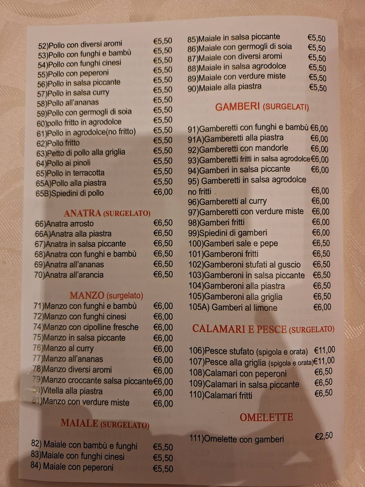 Simpatico меню