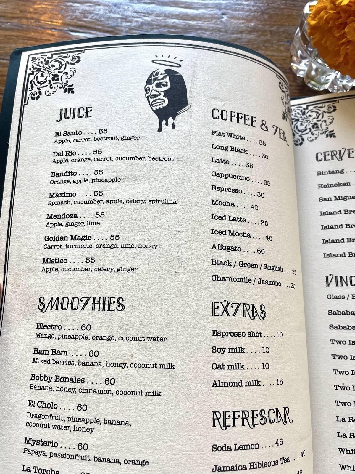 Sinaloa Bali меню