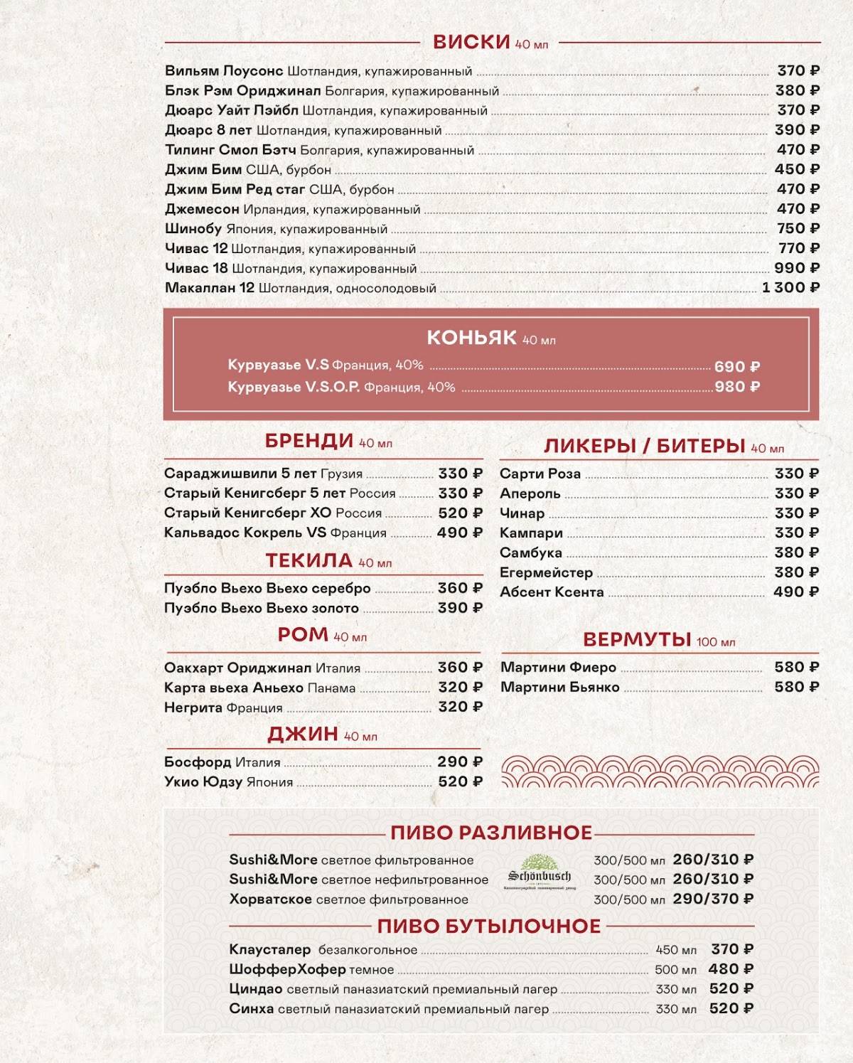 Sushi&more меню